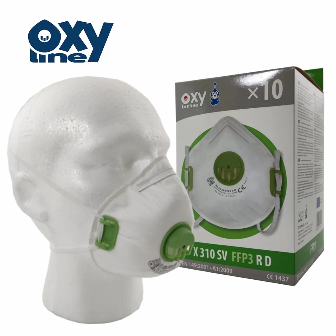 10x Oxyline X 310 SV FFP3 R D półmaska półmaska przeciwpyłowa maska oddechowa - maska ochronna wielokrotnego użytku z zaworem - made in Poland