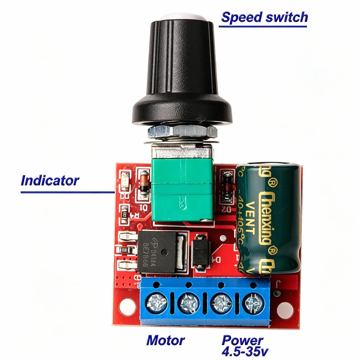 Gebildet 3-częściowy mini regulator prędkości, regulator prędkości PWM, DC 5V-35V 5A regulowany przełącznik PWM, 6 V 12 V 24 V przełącznik ściemniacza z diodą LED