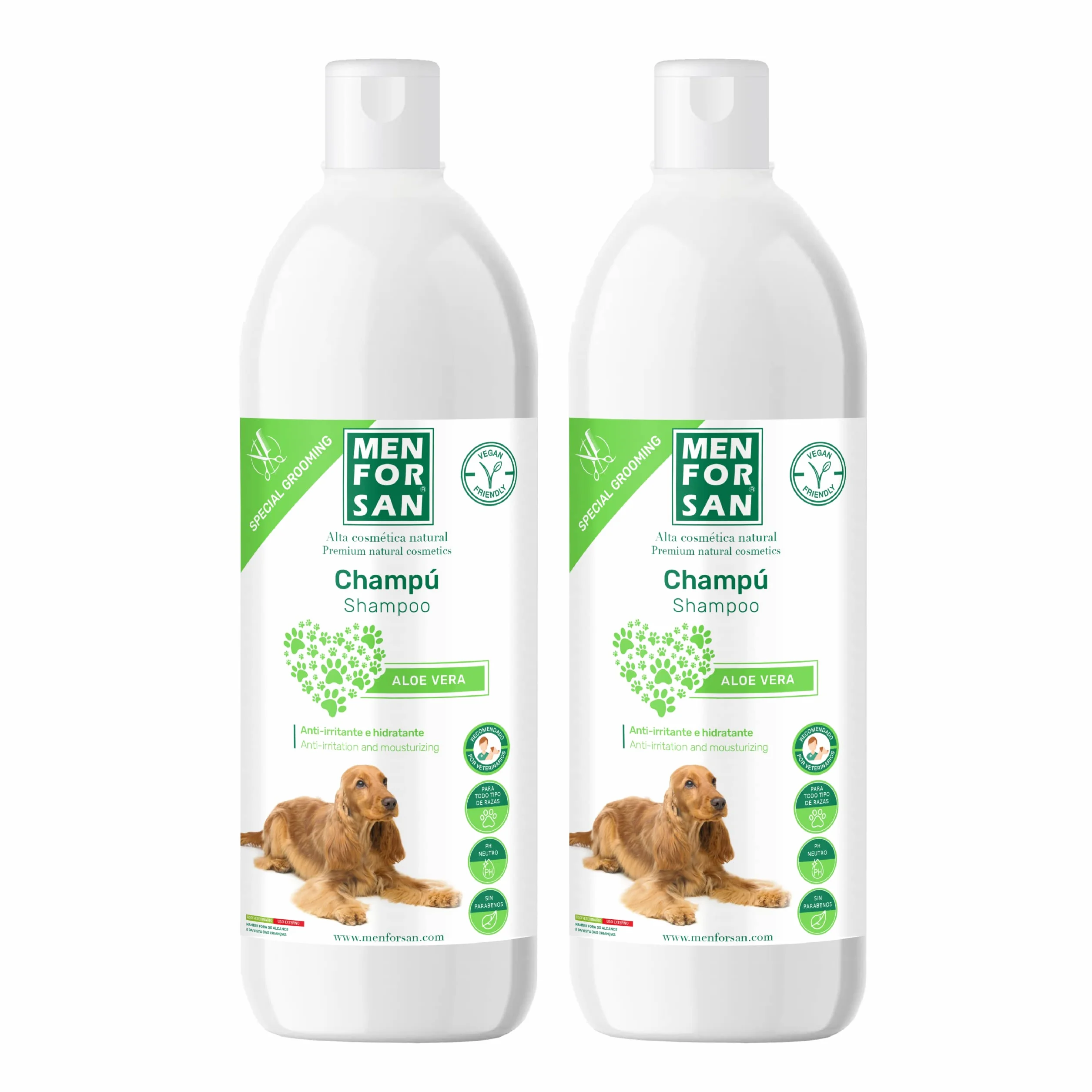 MENFORSAN Aloe Vera szampon dla psów 1 litr - opakowanie 2 szt., zielony