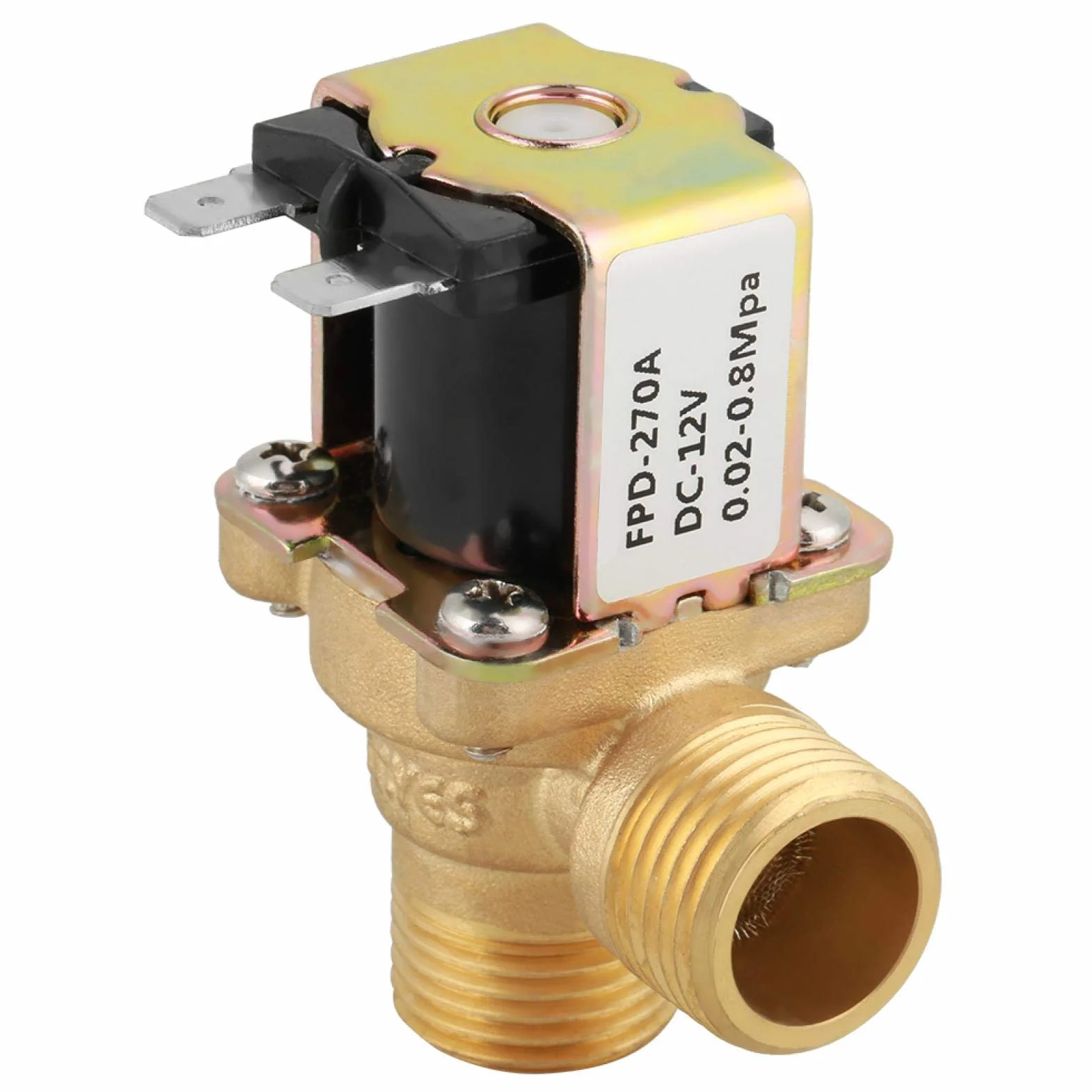 Mosiężny zawór elektromagnetyczny DC 12 V DN15 G1/2 kąt prosty 90 stopni