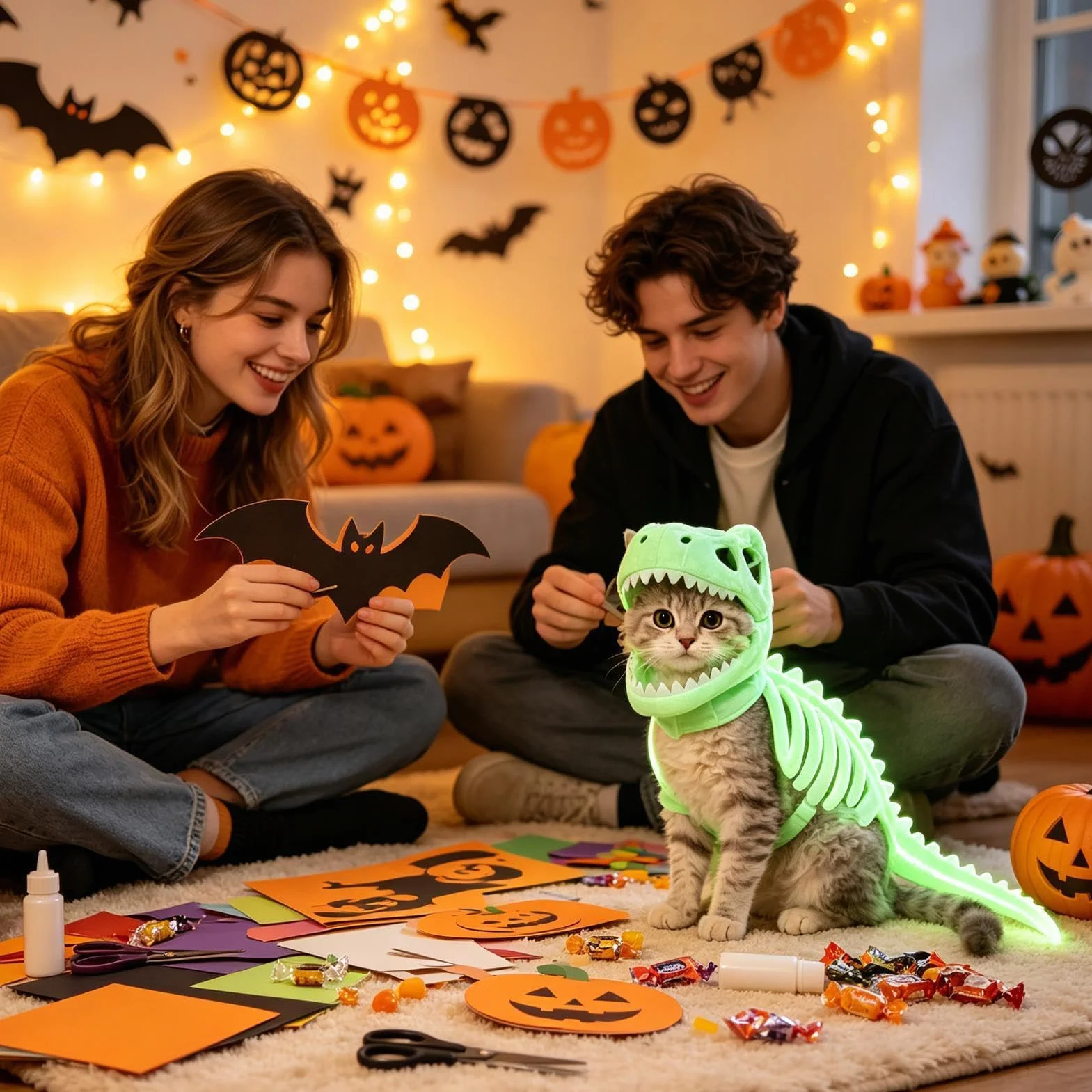 Kostium Dinozaura Szkielet Dla Kotów Stroje Halloween Z Kapturem Dla | Halloweenowy Kostium Szkieletu Dinozaura Szczeniaka Do Domu Mieszkania Sypialni Spotkań Przyjaciół