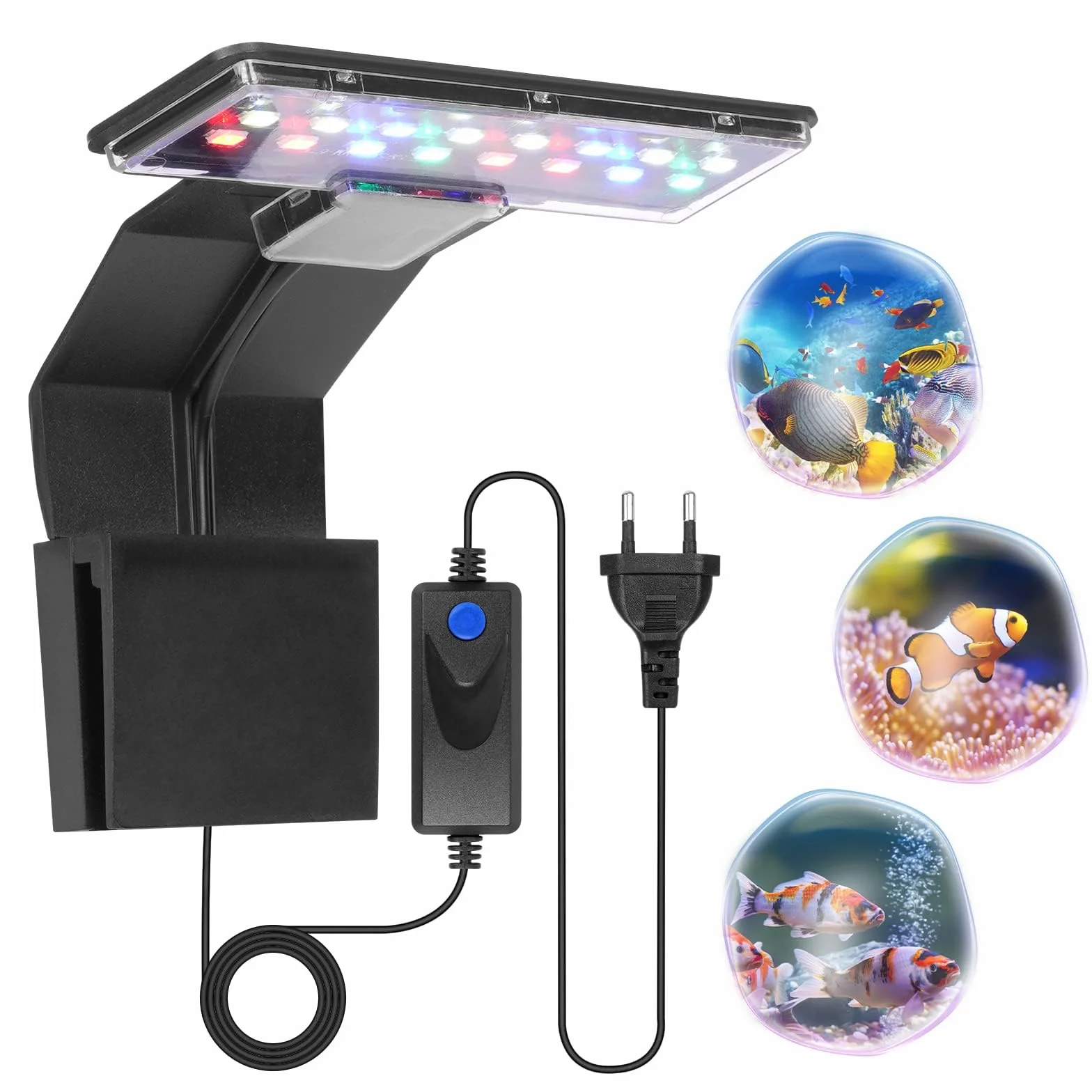 Lampa do akwarium Adiwo - trójstopniowa zmiana koloru - (czarny standard europejski)