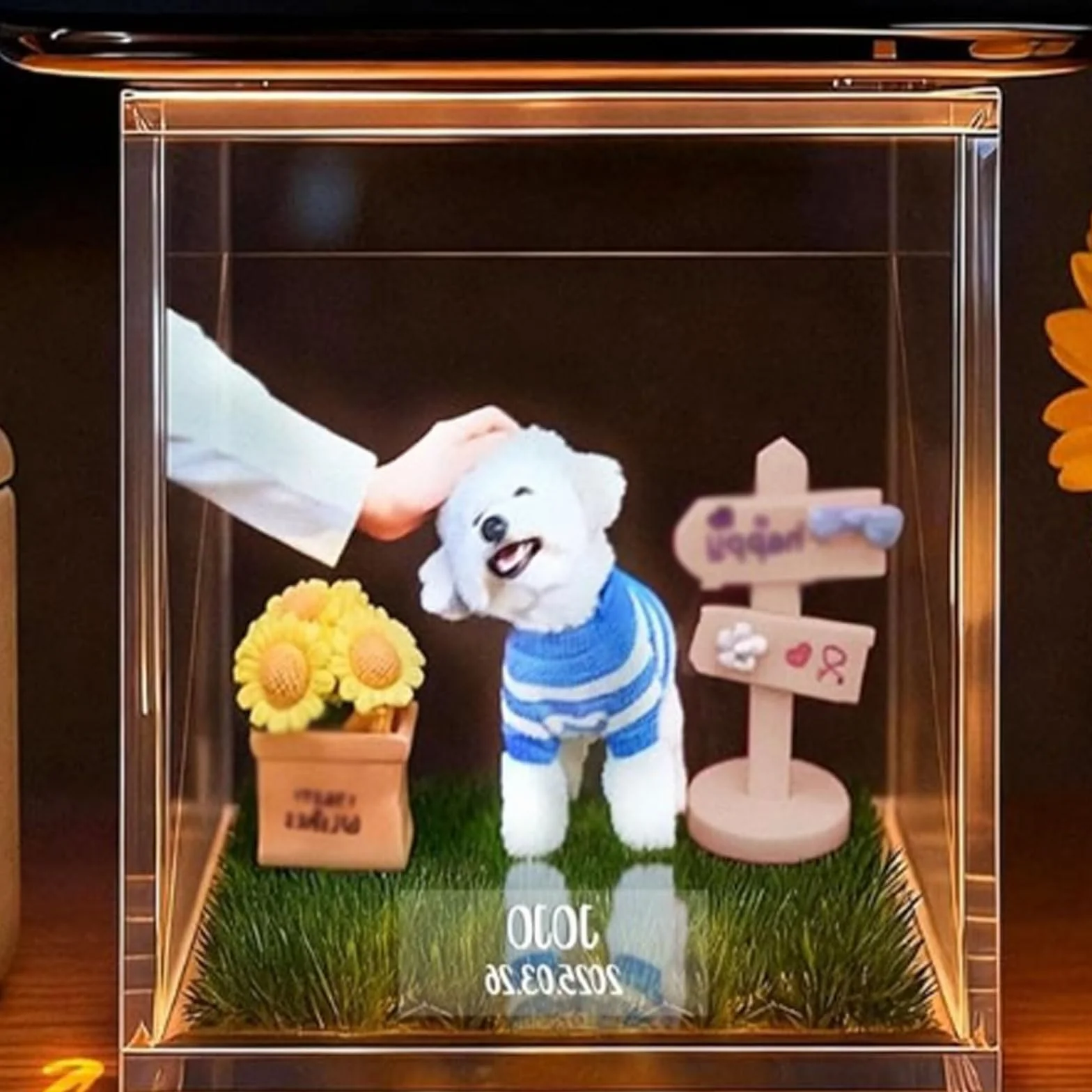 Personalizowana Skrzynka Pamiątkowa Holograficzna 3D dla Zwierząt, Pamiątka Domu Cyfrowego DIY, Dostosowany Prezent na Utracenie Zwierzęcia z Fotografią, Wyświetlacz o Wysokiej