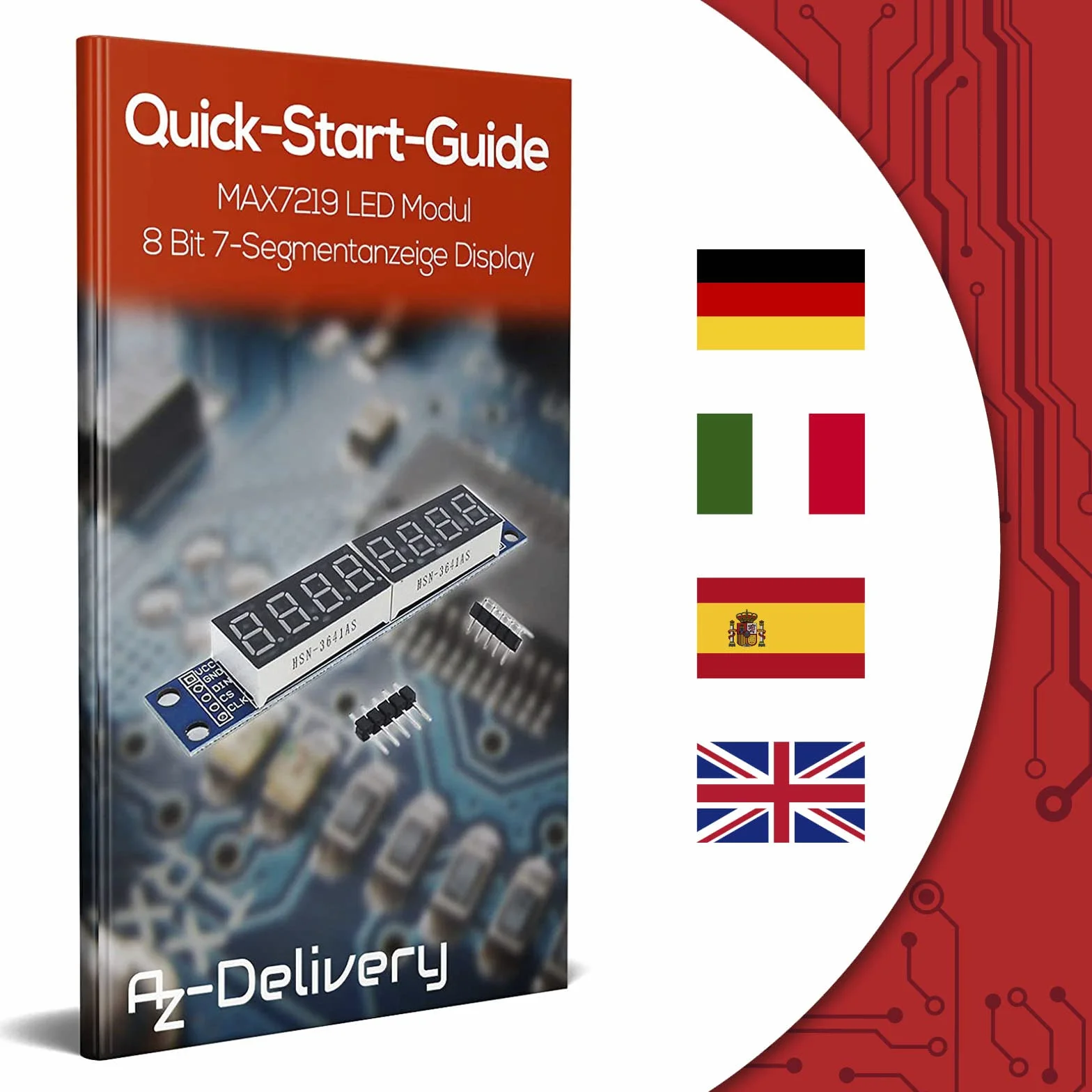 AZDelivery 3 x MAX7219 Led Module 8 Bit 7 Segmentowy wyświetlacz TM1637 LED kompatybilny z Arduino i Raspberry Pi