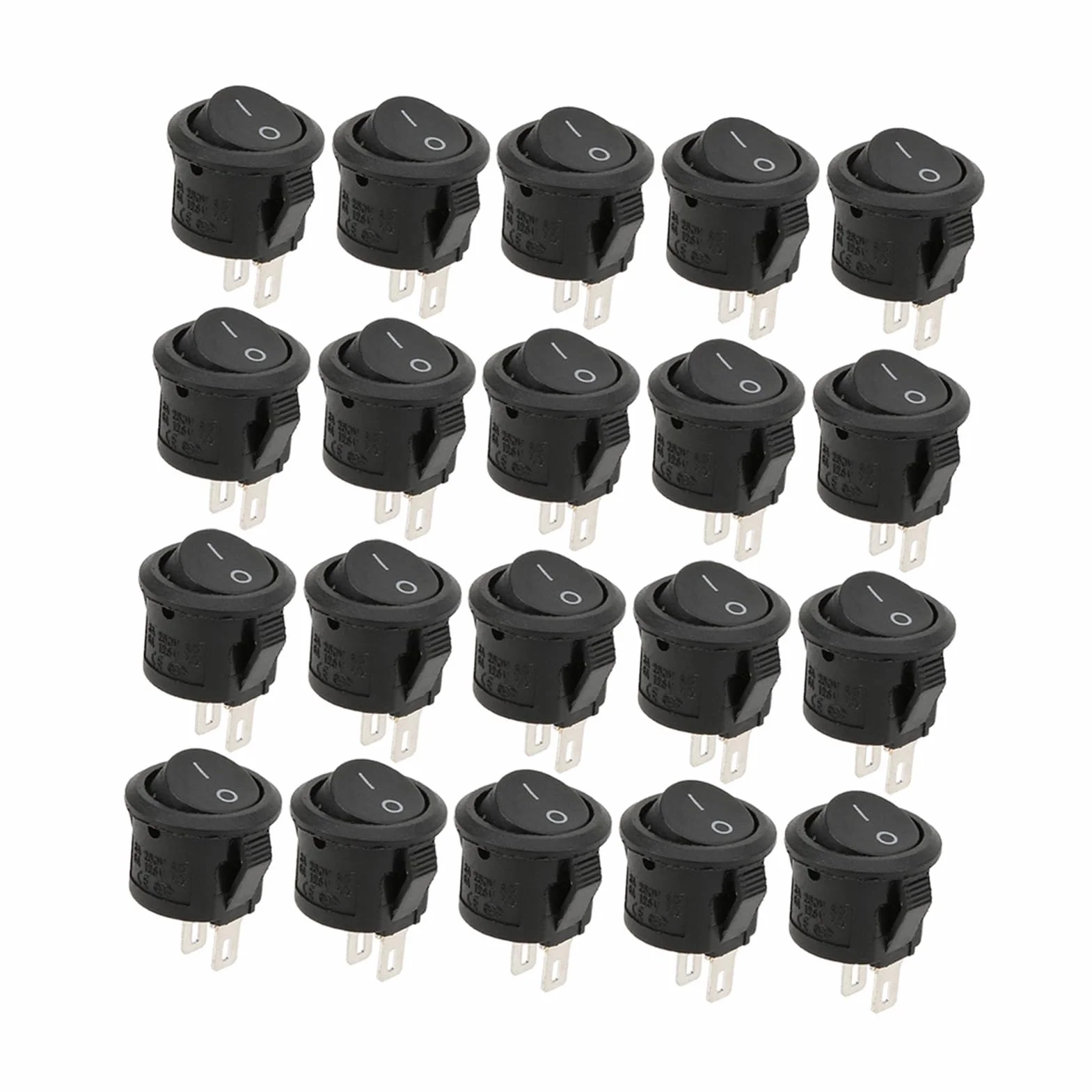 Przemysłowy przełącznik kołyskowy 2 pin 2 pozycja mały okrągły wyłącznik zasilania 15mm dla elektroniki 20 sztuk