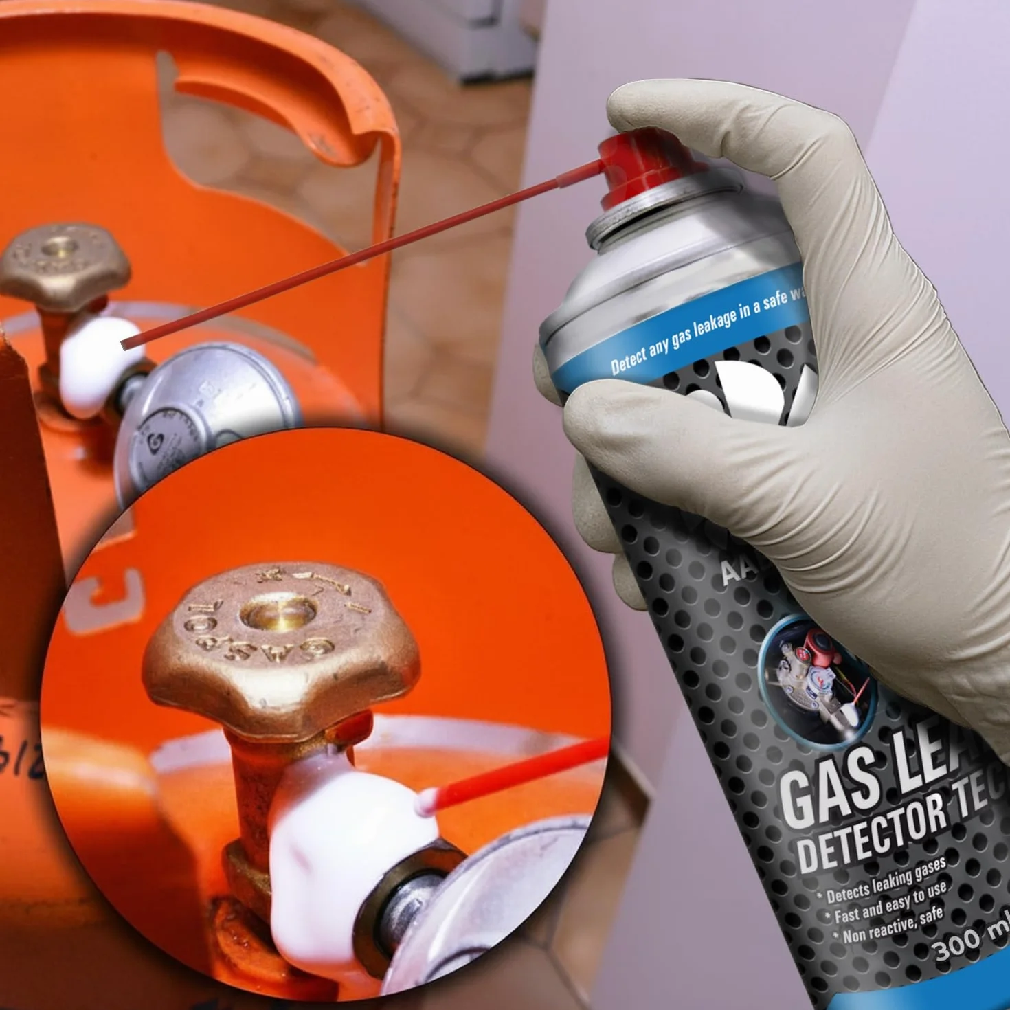 AABCOOLING Detektor Nieszczelności 300ml Wykrywacz Wycieków w Sprayu - Profesjonalny Tester do Instalacji Gazowych, Wodnych, Pneumatycznych i Klimatyzacji - Bezpieczny i Skuteczny