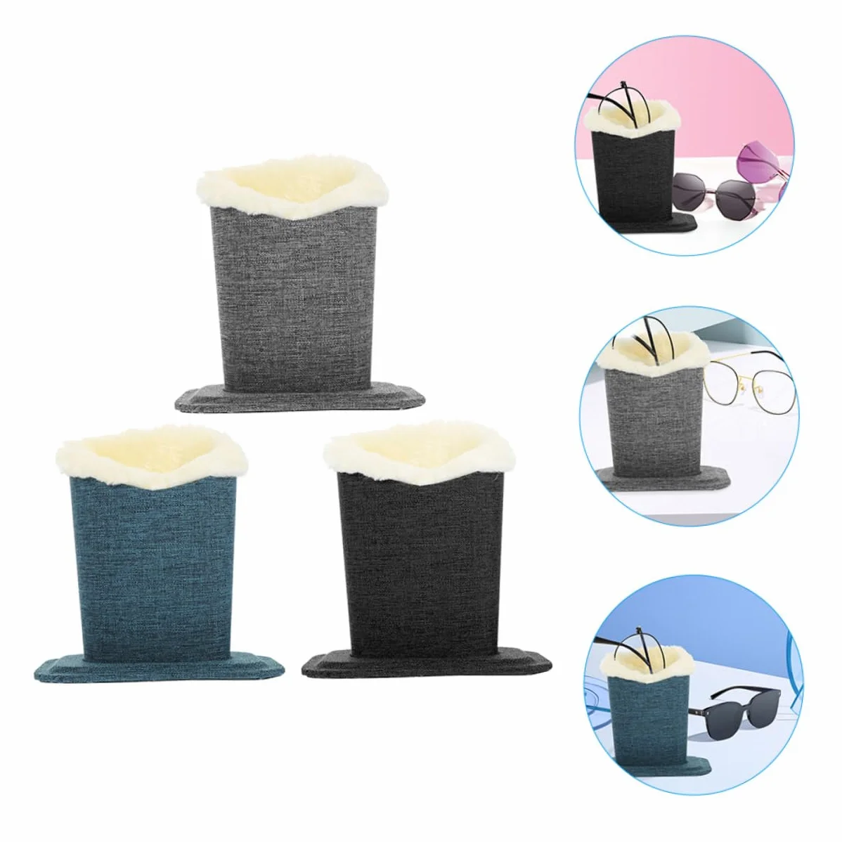 3kawałki Organizer Okulary z Miękkim Wykończeniem Elegancki Stojak Do Przechowywania Okularów Idealny Do Domu i Sklepów Ochrona Przed Zarysowaniami Wysoka Jakość Wykonania