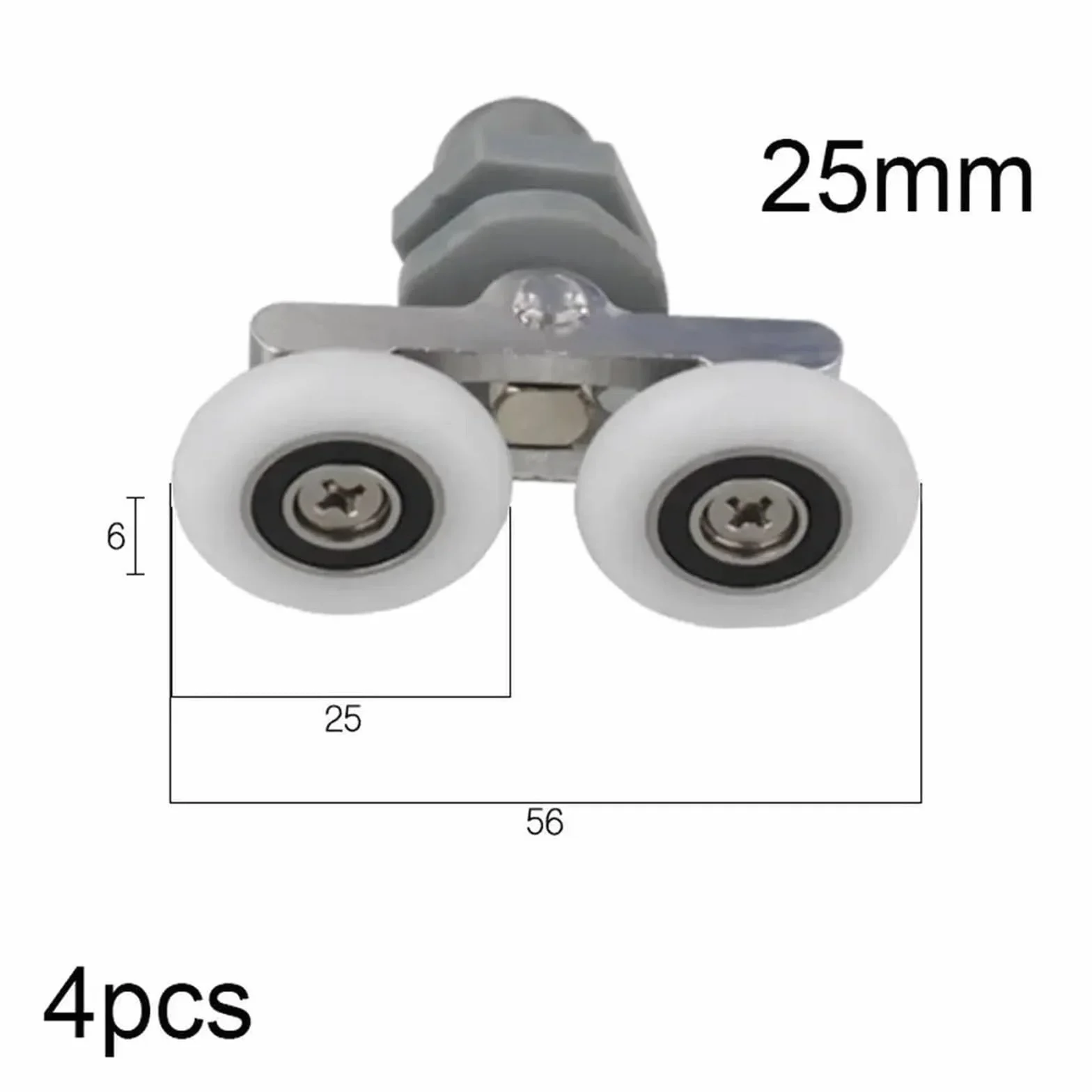 Przesuwne drzwi prysznicowe Rolki kółkowe Prowadni Rolki do drzwi prysznicowych, zestaw 4 szt., średnica 19-27 mm(19mm)