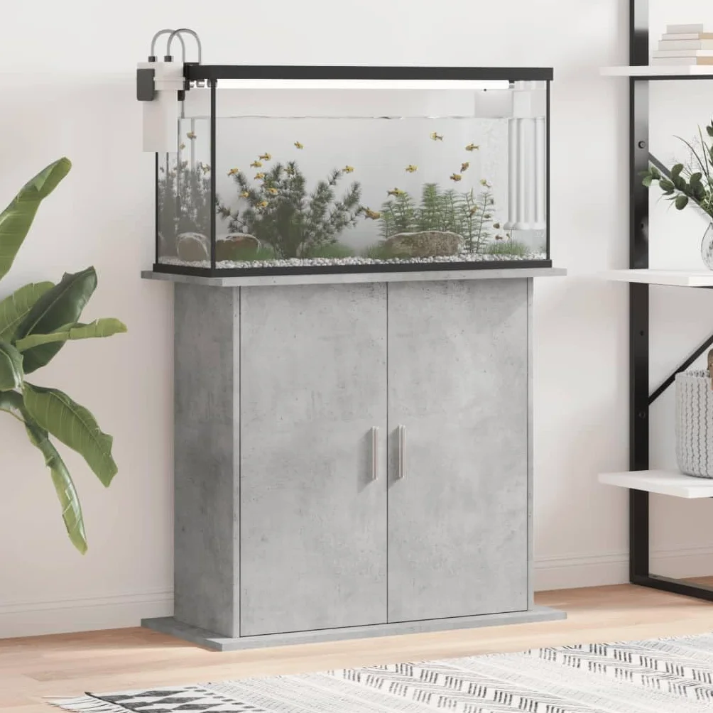 Stojak do akwarium, betonowy, szary, 81 x 36 x 73 cm, drewno inżynieryjne, solidne podparcie w klasycznym i niezbędnym stylu, aby mieć kompletny zestaw akcesoriów do akwarium