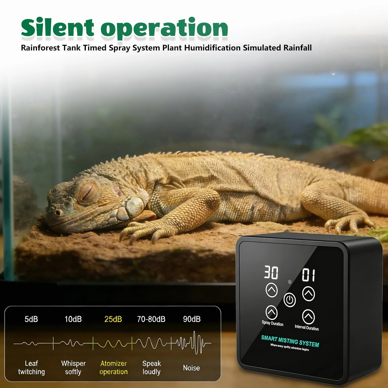 Zraszacz terrarium, system mgiełki dla gadów, inteligentny nawilżacz powietrza, terrarium, wielostopniowe oczyszczanie powietrza, system mgiełki, terrarium, cicha praca, nebulizator, pilot zdalnego