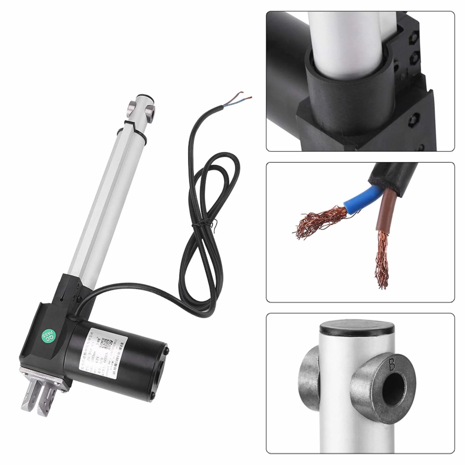 Siłownik Liniowy, Siłownik Liniowy DC 12 V, 6000N IP54 Metal Szybko Wysuwany Czułe Działanie Maksymalny Skok Podnoszenia Silnik Elektryczny, Siłowniki Ruchu Liniowego (200 mm)