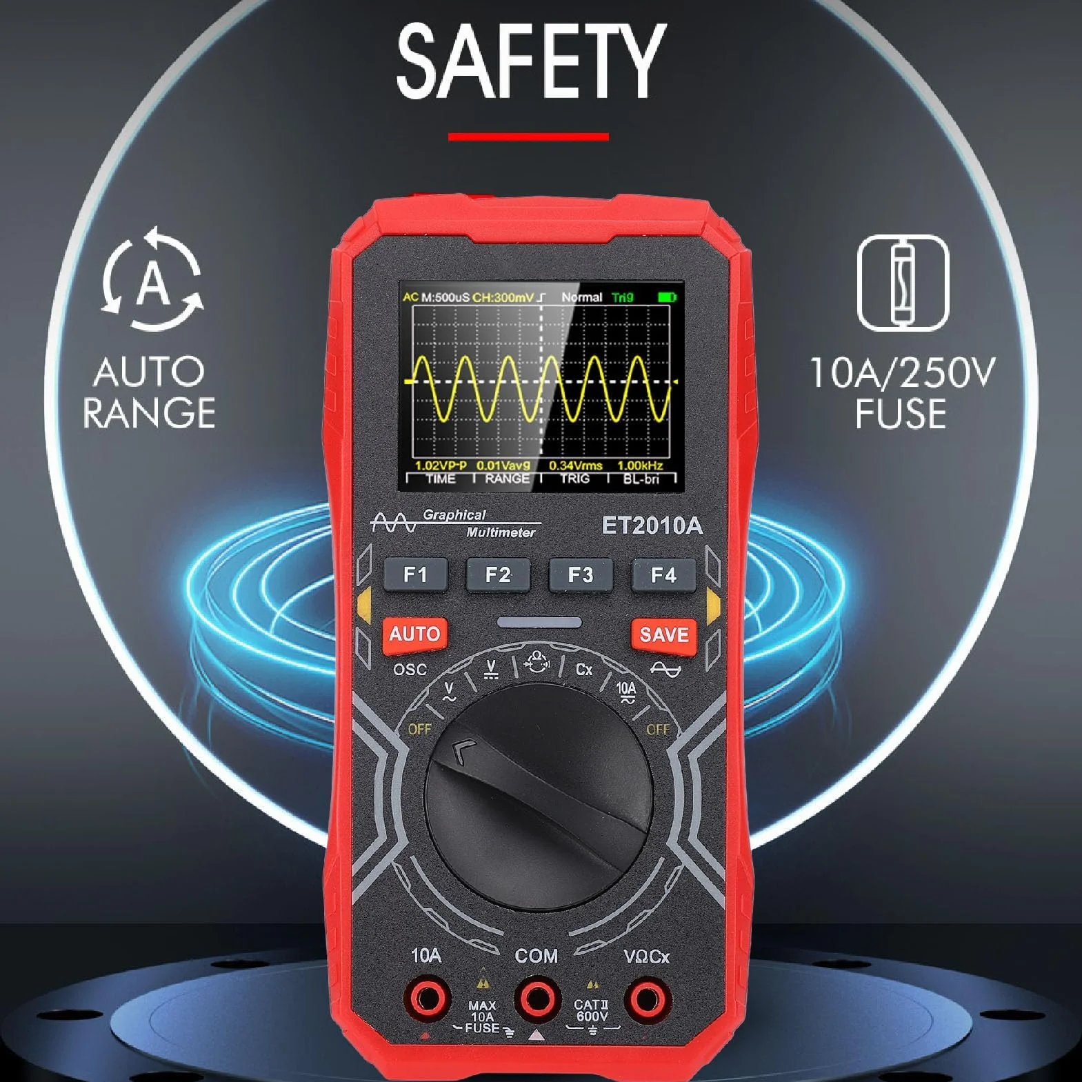 Walfront Przenośny Oscyloskop Multimetrowy 2 w 1, 1 MHz 2,5 MSPS do Testowania Elektronicznego
