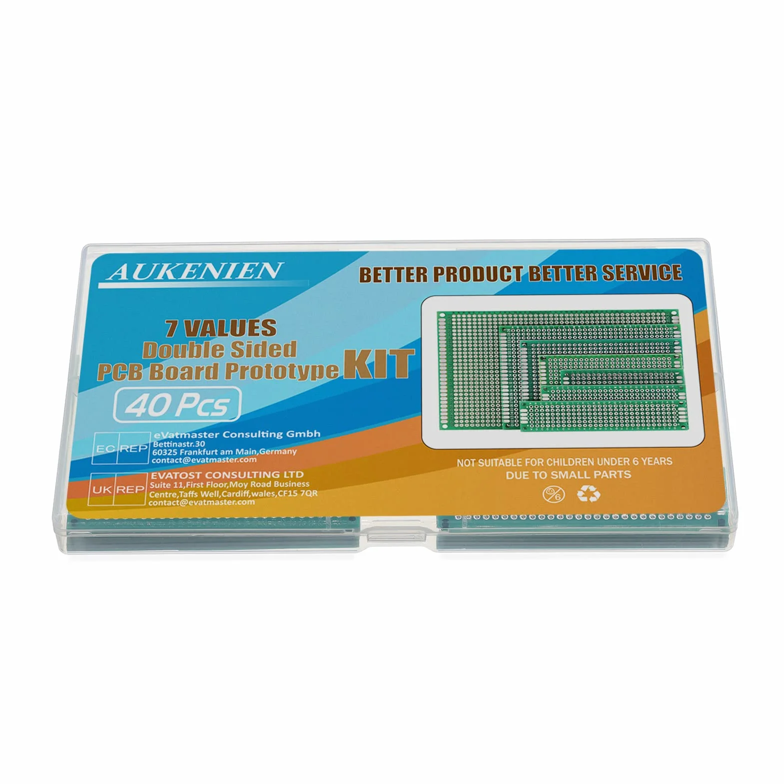 AUKENIEN 7 wartości 40 szt. płytka PCB 2x8 3x7 4x6 5x7 6x8 7x9 8x12 dwustronne prototypowe płytki PCB zestaw kompatybilny z zestawami Arduino do lutowania DIY i projektów elektronicznych