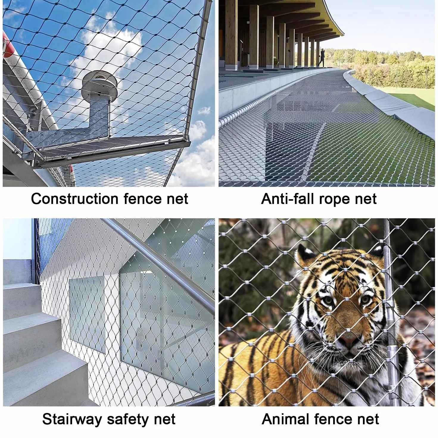 Tkana siatka druciana ze stali nierdzewnej 304, siatka zabezpieczająca do balustrady zewnętrznej, wielofunkcyjna siatka metalowa, elastyczne, odporne na uderzenia tkane ogrodzenie