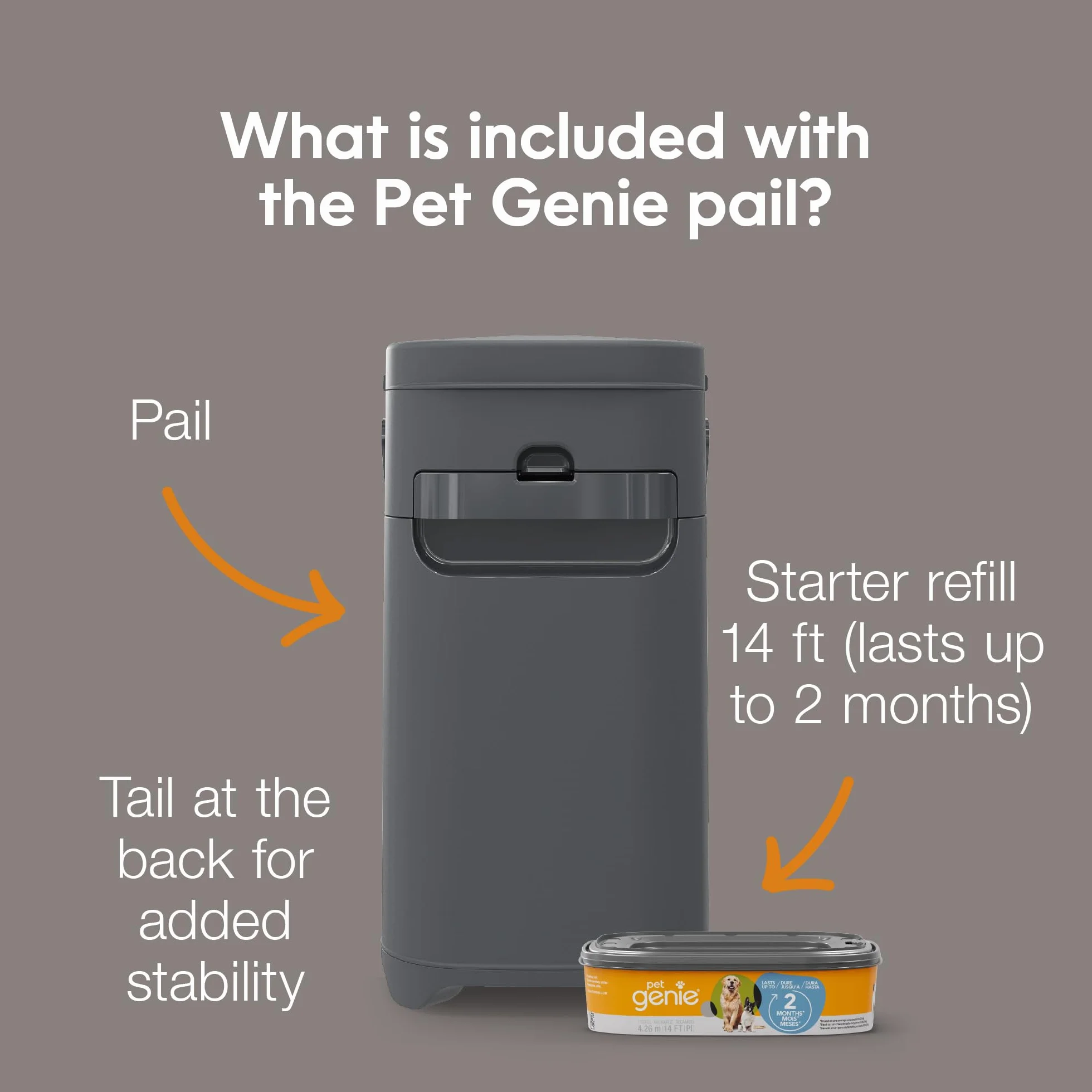 Genie Pet - Pies kosz na odchody z technologią zapobiegającą zapachom - w zestawie 1 uzupełnianie, które trwa do 2 miesięcy