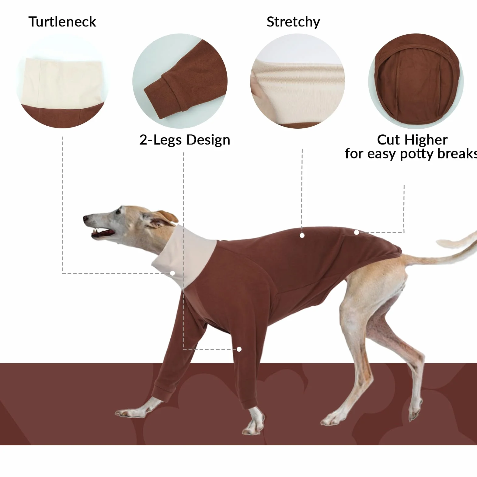 Sweter charta, polar, sweter dla psa, średni dla whipetów, pulower, szary, piżama, Lurcher, koszula polarowa, whippet, piżama, bluzy dla psów (brązowy, M)