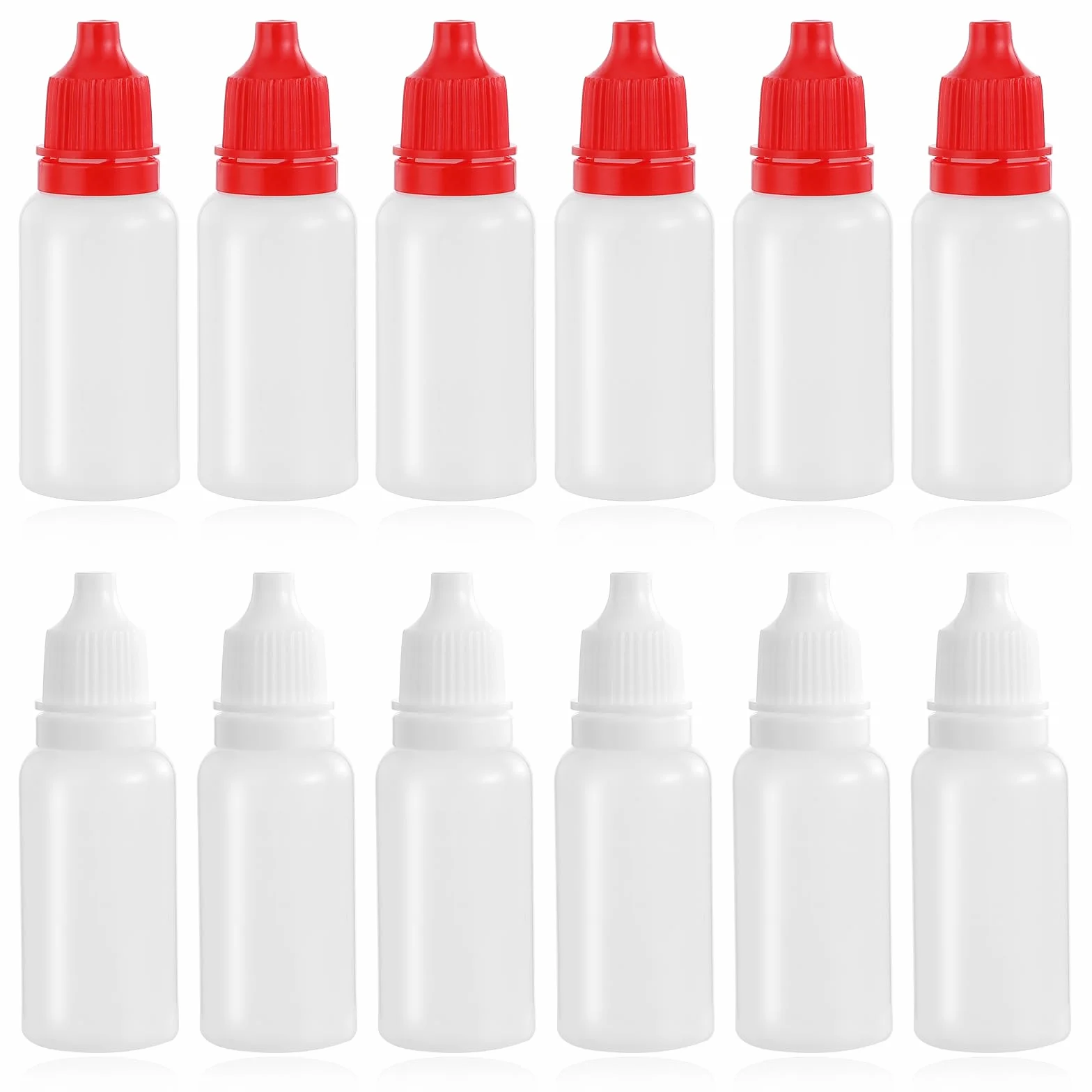 Lusofie 15 ml plastikowe butelki z kroplomierzem, zestaw 12 sztuk