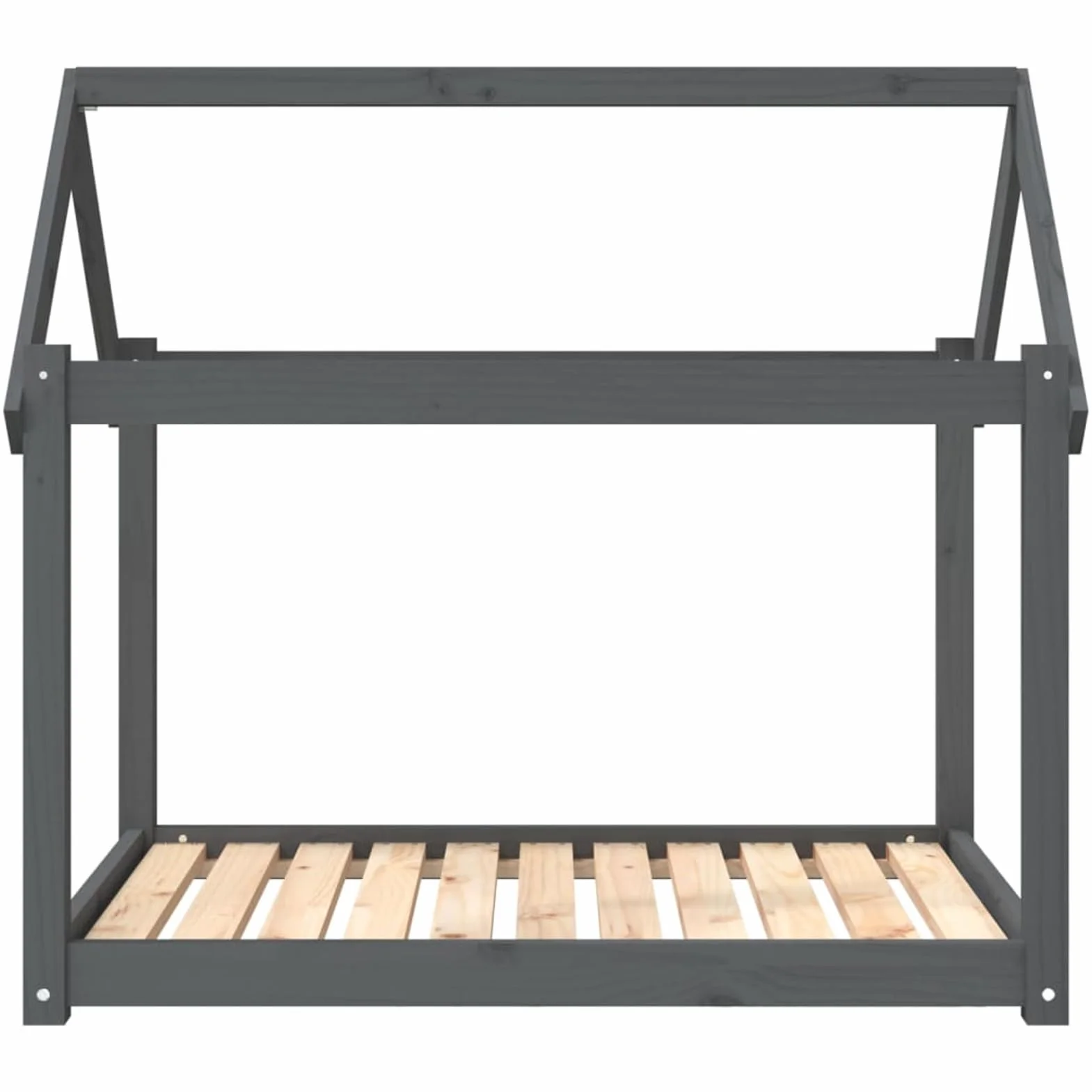Legowisko dla psa, szare, 101 x 70 x 90 cm, lite drewno sosnowe | Lite drewno sosnowe, stabilna rama drewniana, prosty design do minimalistycznych pomieszczeń mieszkalnych