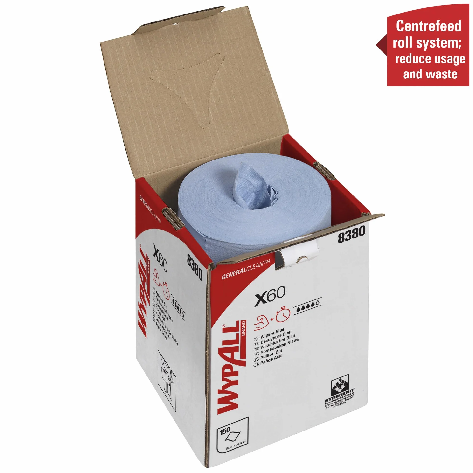 WypAll X60 Ściereczki czyszczące 8380 rolka niebieska 150 sztuk