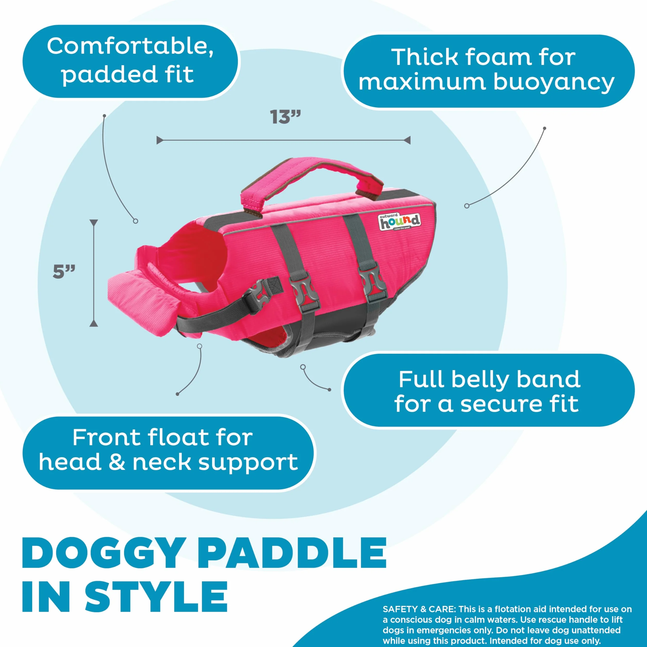 Outward Hound Granby Splash różowa kamizelka ratunkowa dla psa, mała