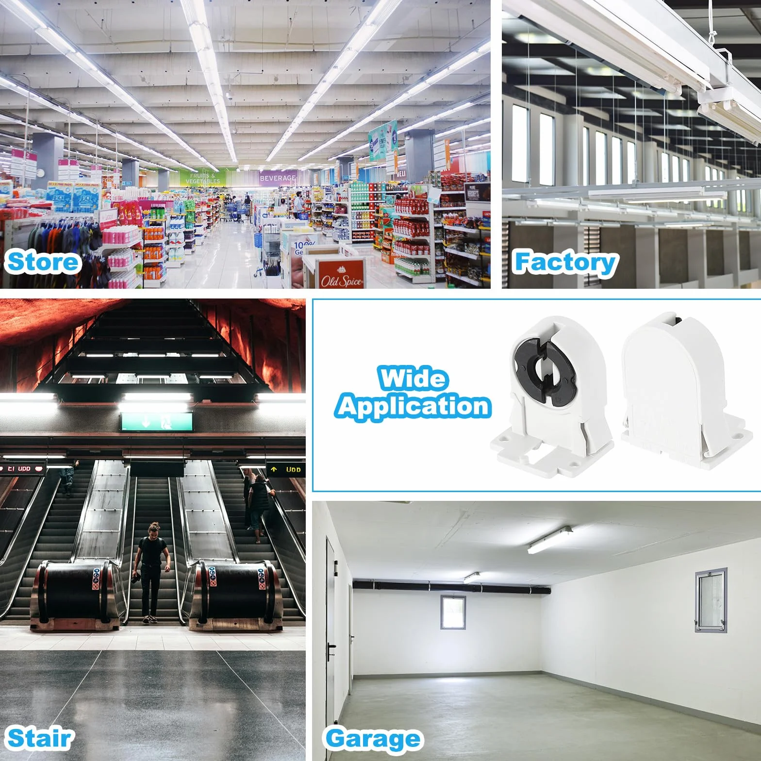 PATIKIL Uchwyt lampy T8, 50 sztuk oprawek G13 do lamp fluorescencyjnych LED, biało-czarny