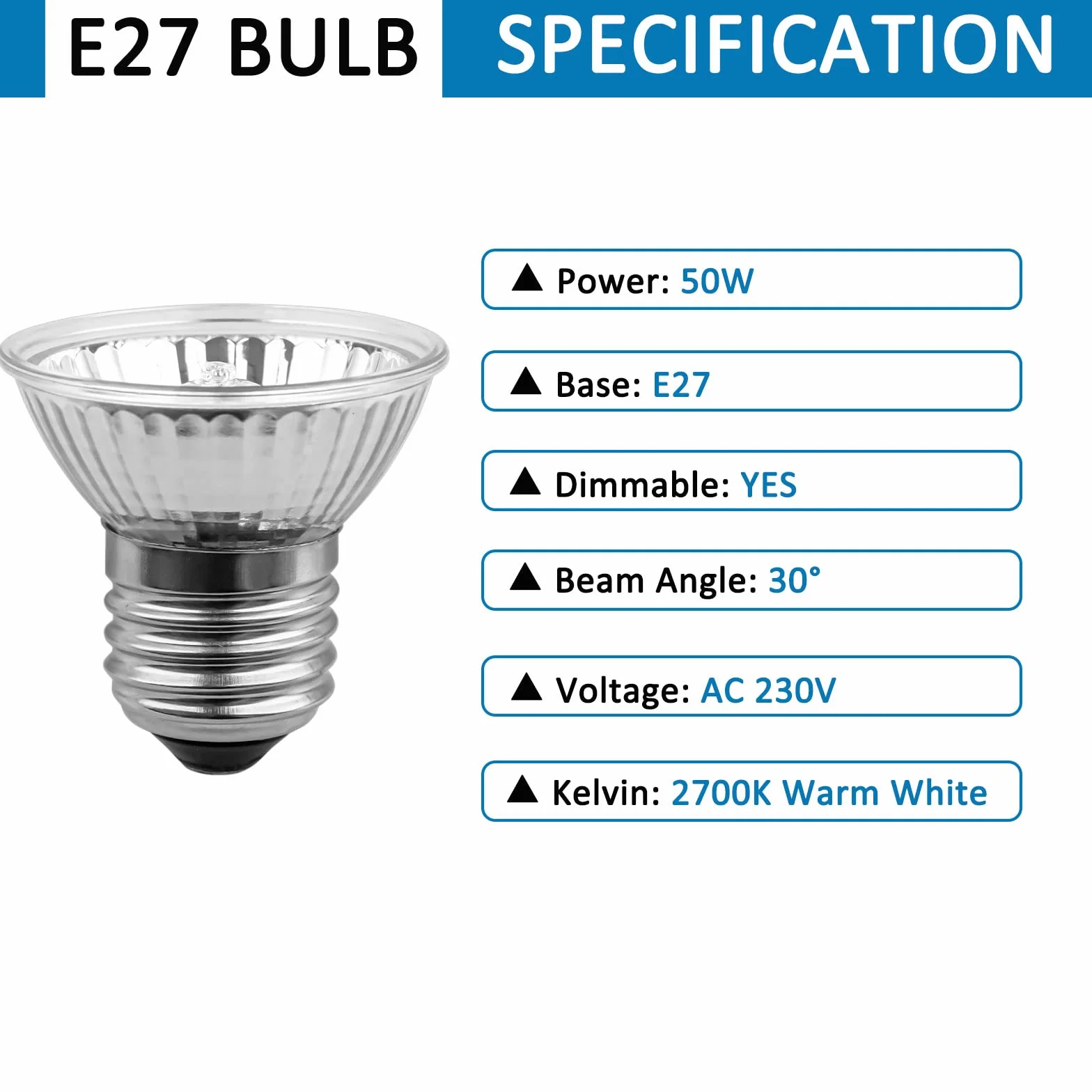 SCNNC Lampa grzewcza do terrarium, 50 W, halogenowa E27, UVA, UVB, z możliwością ściemniania, AC230 V, ciepła biel 2700 K, UV gady, lampa grzewcza UVA UVB E27 dla żółwia, jaszczurki, akwarium