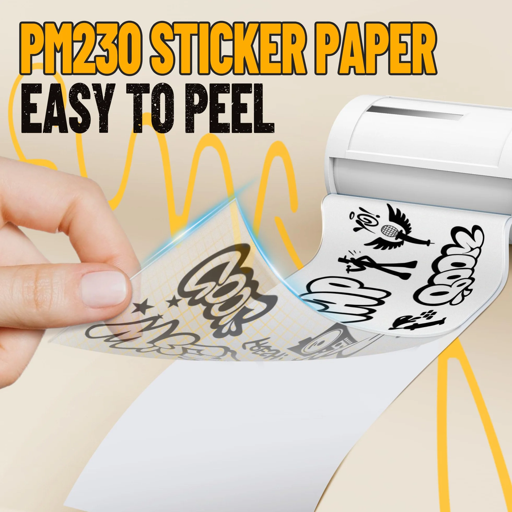 Nelko Oryginalne samoprzylepne naklejki do drukarki termicznej, kompatybilne z mini drukarką PM230, czarne na białym, 54 mm x 3,5 m, mini papier do drukarki do pamiętnika, nauki, zdjęć, notatek, 3