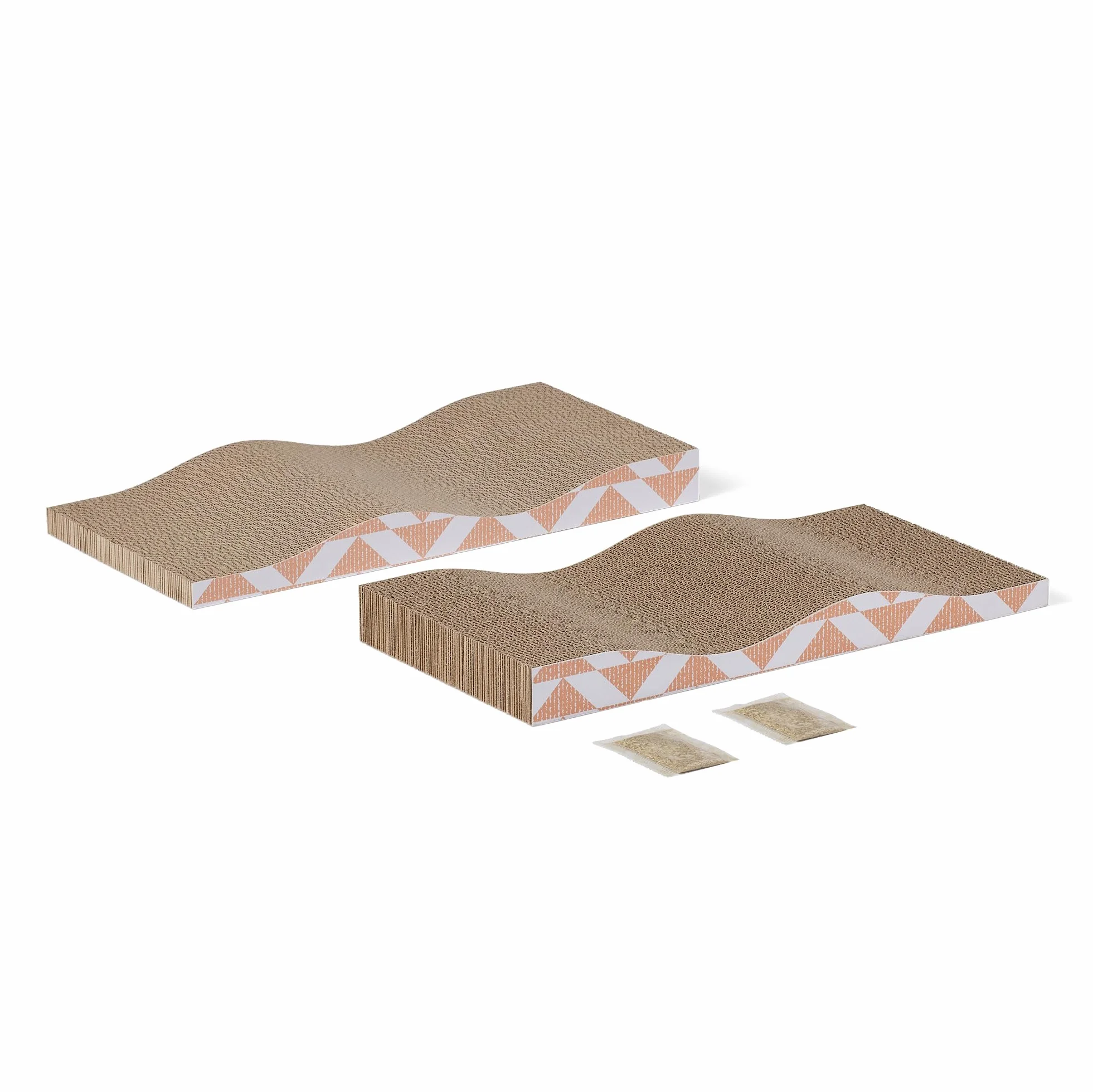 Amazon Basics Meble z drapakiem dla kota, mata do drapania dla kotów domowych z kocimiętką, jednowarstwowa z zakrzywieniem, 41,9cm x 20,6cm x 4,1cm, 2 sztuki