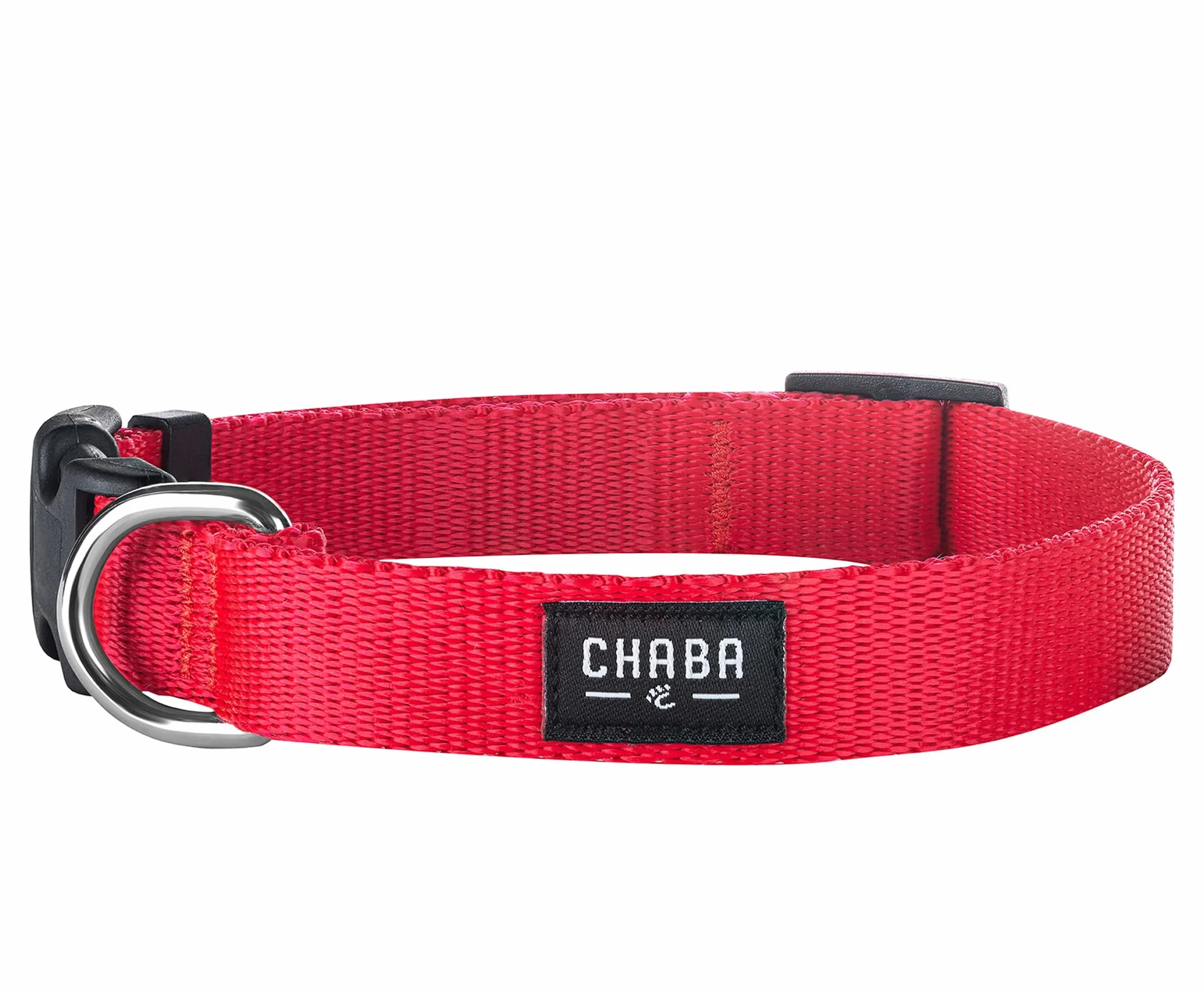 Chaba Obroża dla Średniego Psa | Regulowana 31-53cm | Szerokość 2cm | Materiałowa, Parciana | Lekka | Mocny Zatrzask | NO SHARP | Wytrzymała Taśma | CZERWONA - L