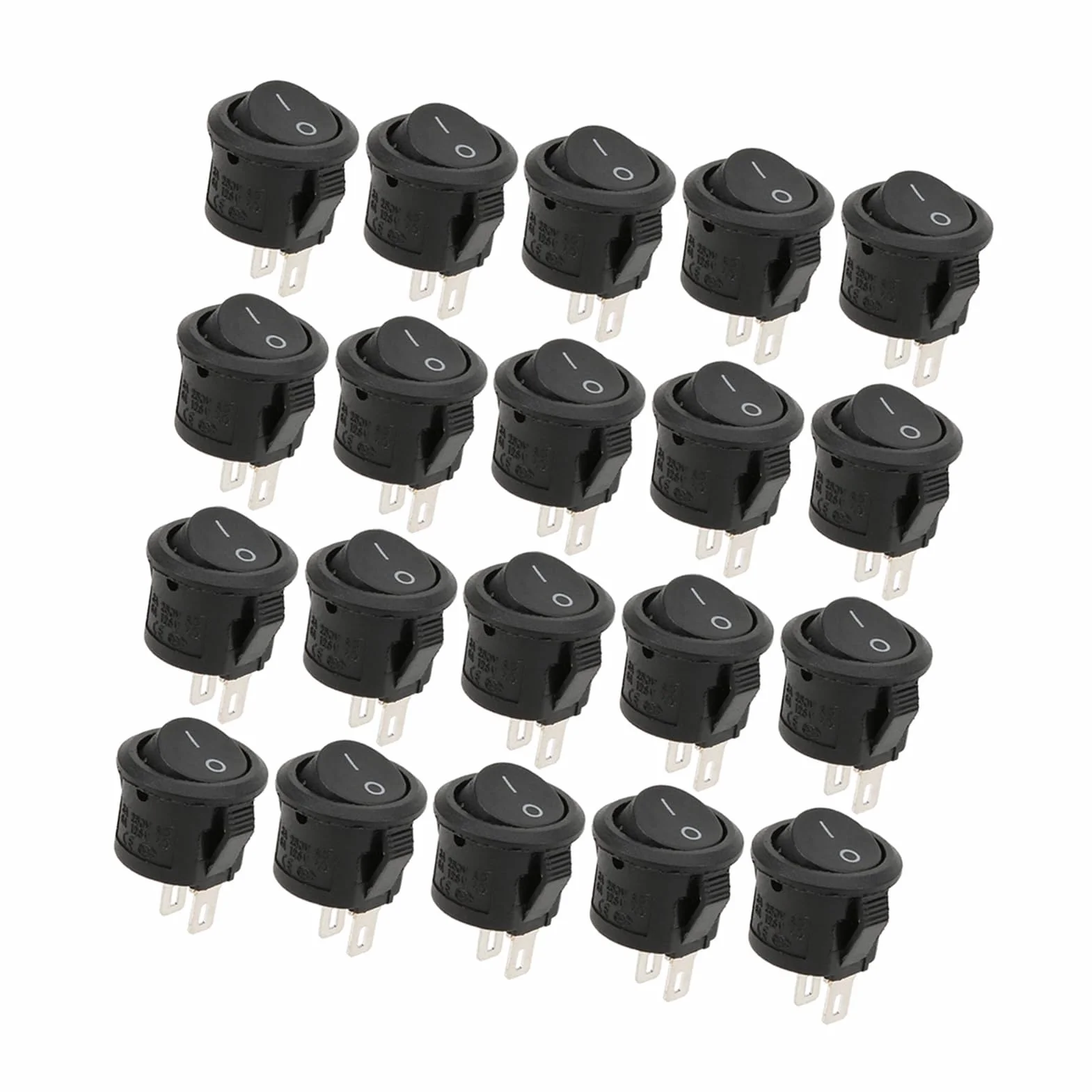 Przemysłowy przełącznik kołyskowy 2 pin 2 pozycja mały okrągły wyłącznik zasilania 15mm dla elektroniki 20 sztuk