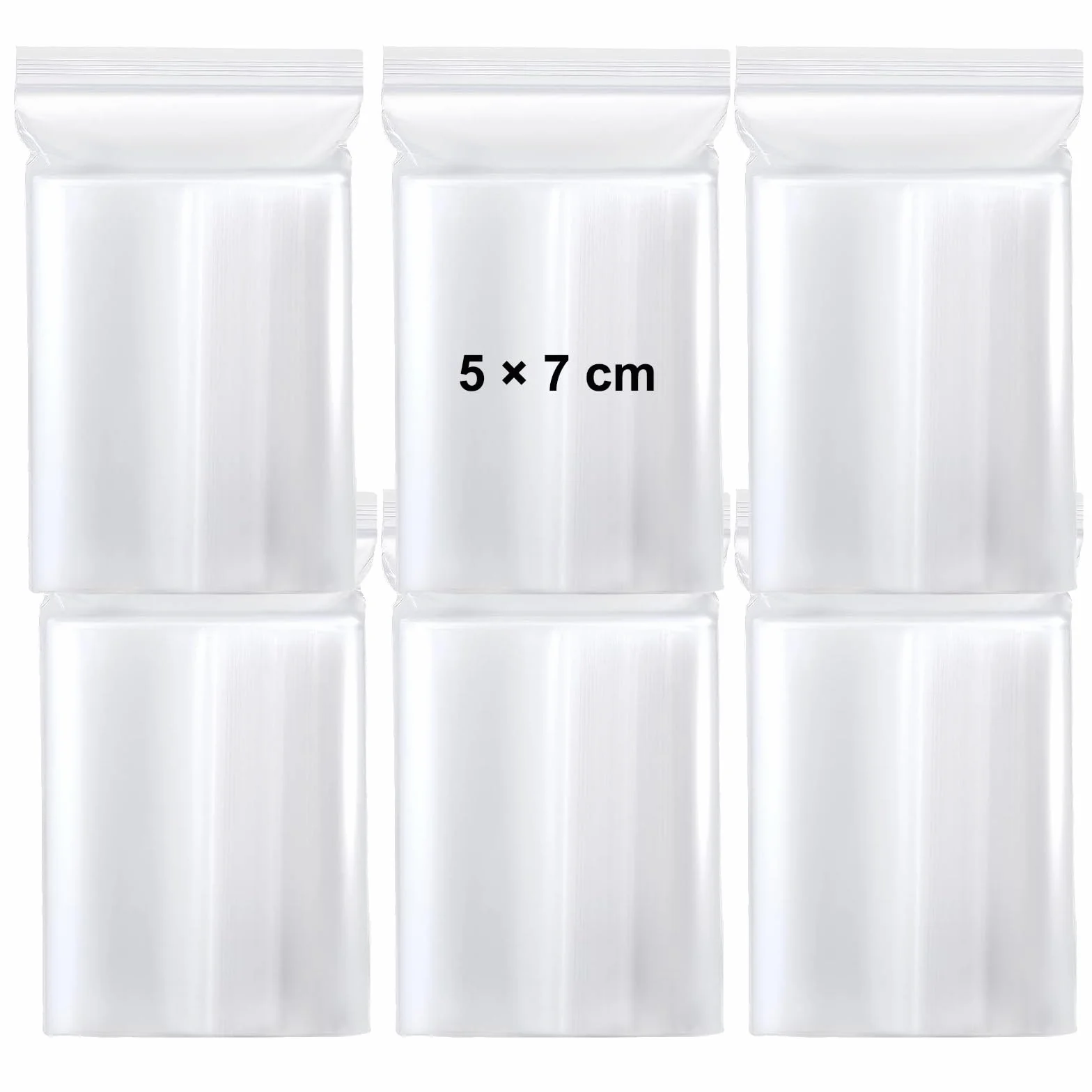 ACONDE 600 sztuk worków strunowych, 5 × 7 cm, małe torebki z zamkiem błyskawicznym, plastikowe woreczki z tworzywa sztucznego, wielokrotnego zamykania, przezroczyste torebki plastikowe z możliwością