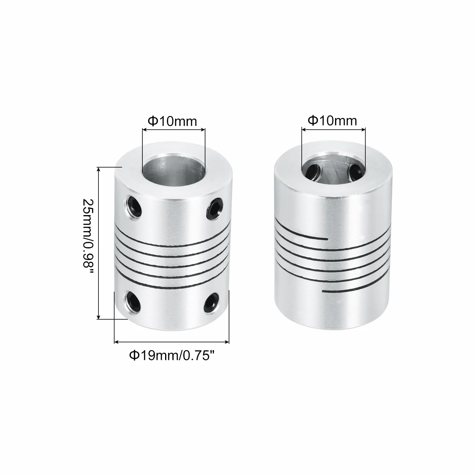 QUARKZMAN Sprzęgło wału 10x10mm L25 D19 elastyczne do drukarki 3D CNC silnik krokowy