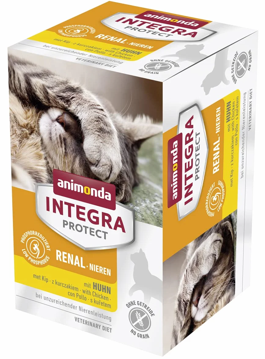 INTEGRA PROTECT karma dla kotów mokra renal (nerki), kura (6 x 100 g), zalecana przez weterynarza w przypadku niewydolności nerek, karma uzupełniająca opracowana przez weterynarzy dla dorosłych kotów