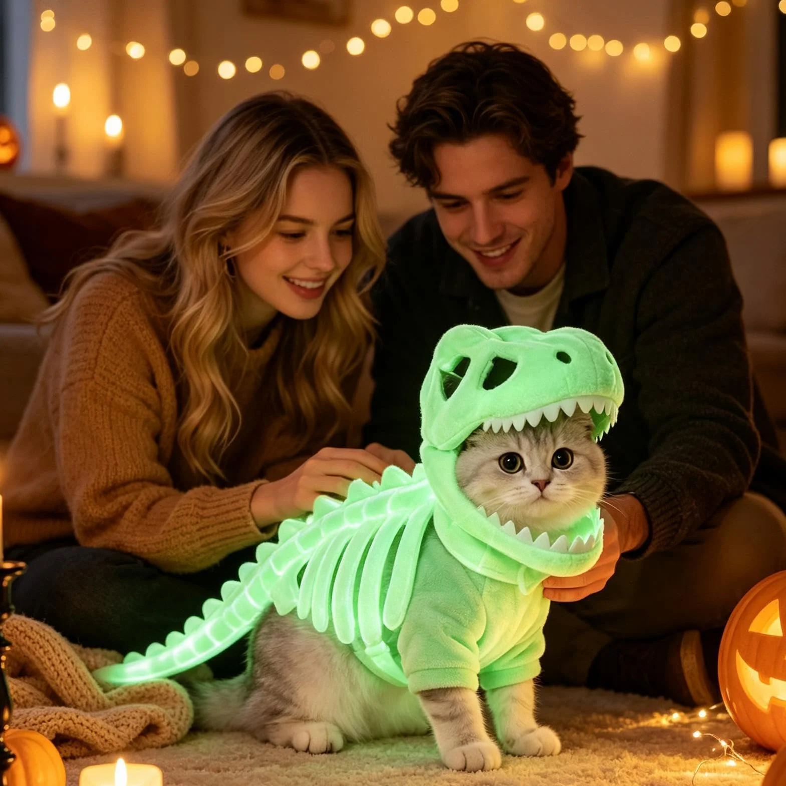 Kostium Dinozaura Szkielet Dla Kotów Świecące Halloweenowe Stroje Dla | Halloweenowy Kostium Szkieletu Dinozaura Szczeniaka Do Domu Mieszkania Sypialni Spotkań Przyjaciół