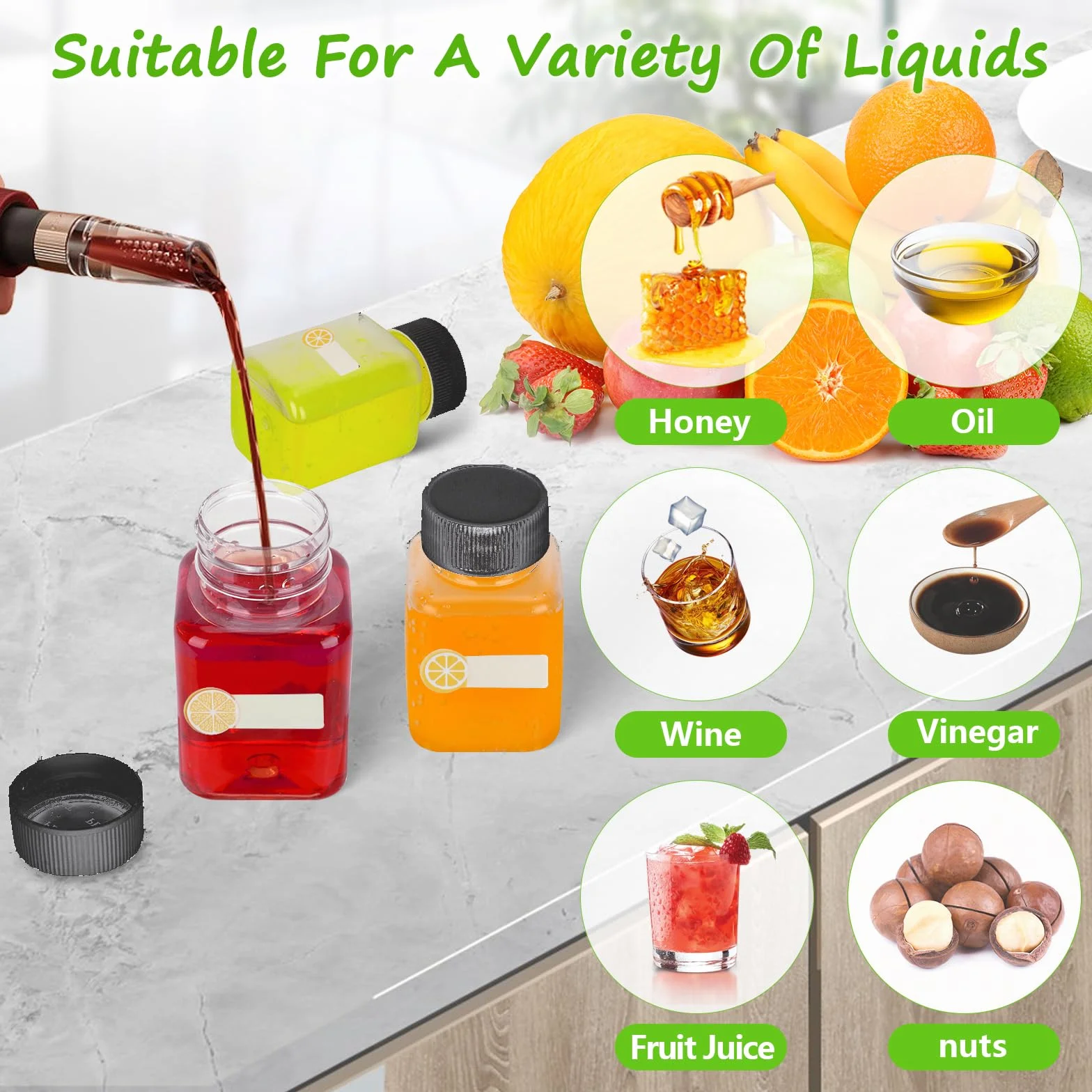 winbest 16 sztuk butelka do napełniania, 100 ml, plastikowe naklejki, wielokrotnego użytku, smoothies