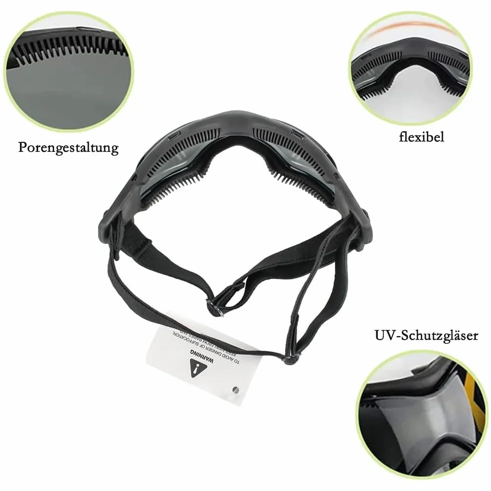 Voarge Okulary przeciwsłoneczne dla psów, okulary ochronne UV, okulary przeciwsłoneczne z regulowaną gumową taśmą, wiatroszczelne okulary motocyklowe dla psów, czarne, S