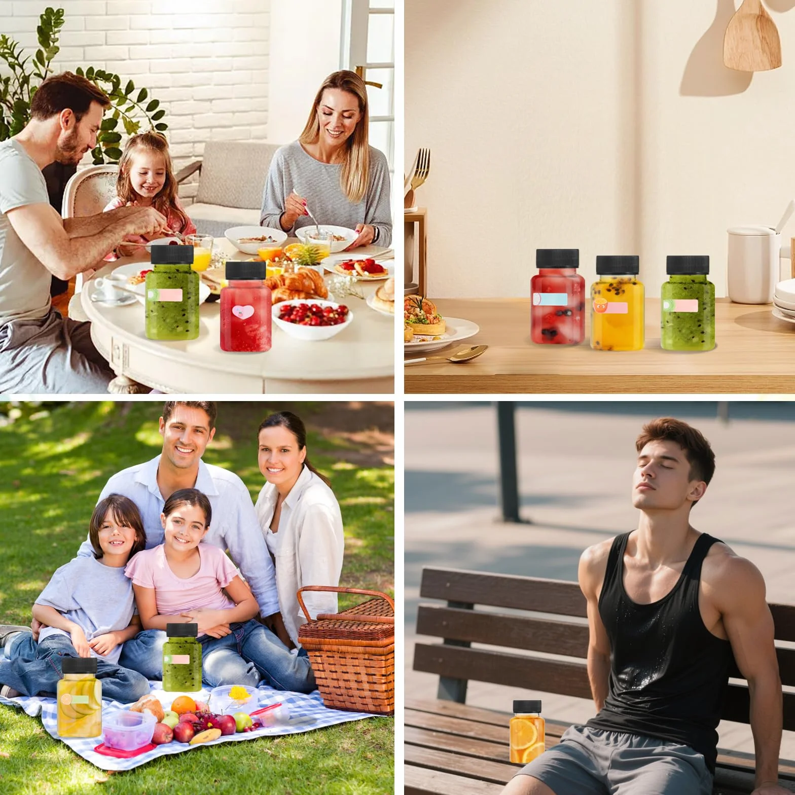winbest 16 sztuk butelka do napełniania, 100 ml, plastikowe naklejki, wielokrotnego użytku, smoothies