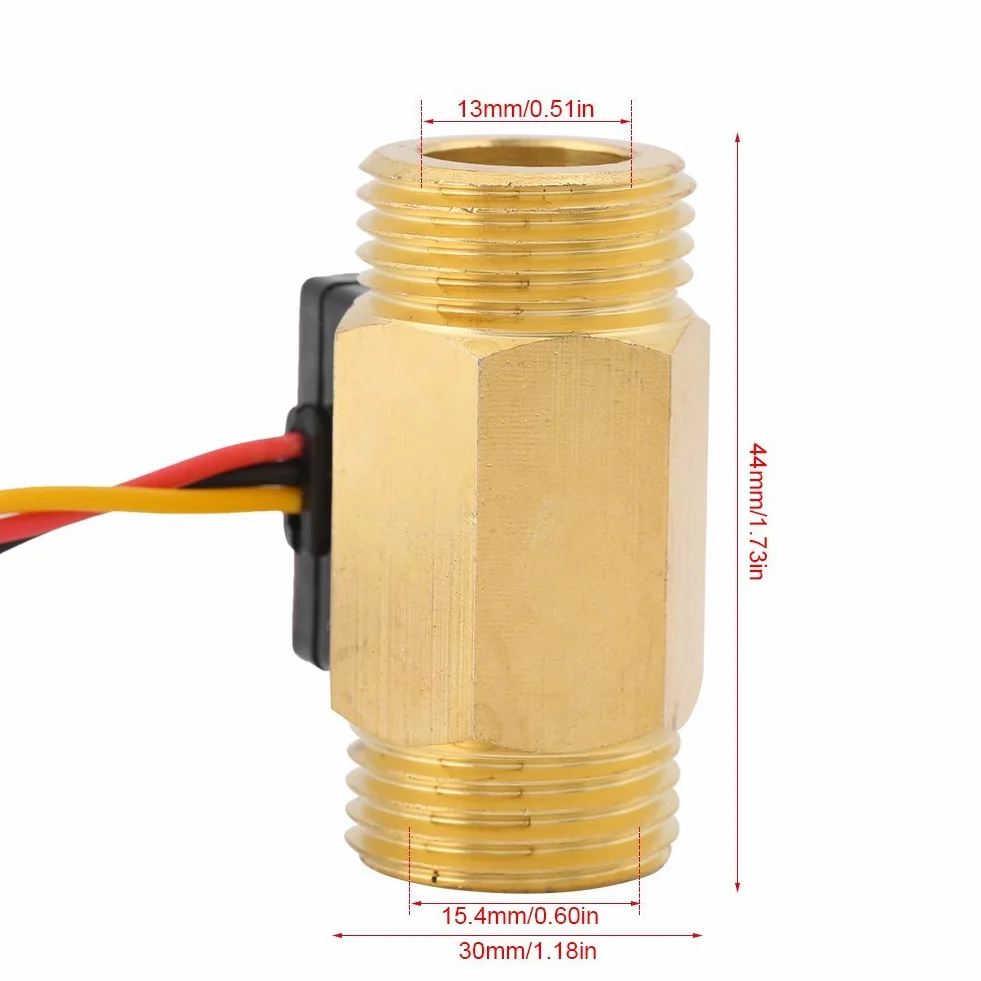 Magnetyczny przepływomierz wody G1/2 1-25 L/min z czujnikiem Halla gwint zewnętrzny