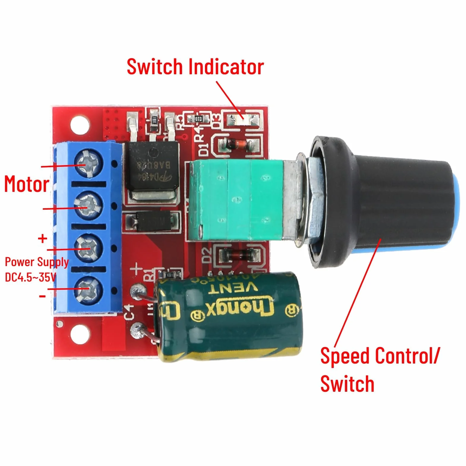 Regulowany regulator napięcia Przełącznik sterownika silnika 5 V-28 V 5A PWM DC Regulator prędkości silnika DC Przełącznik kontrolera Regulator napięcia Ściemniacz LED