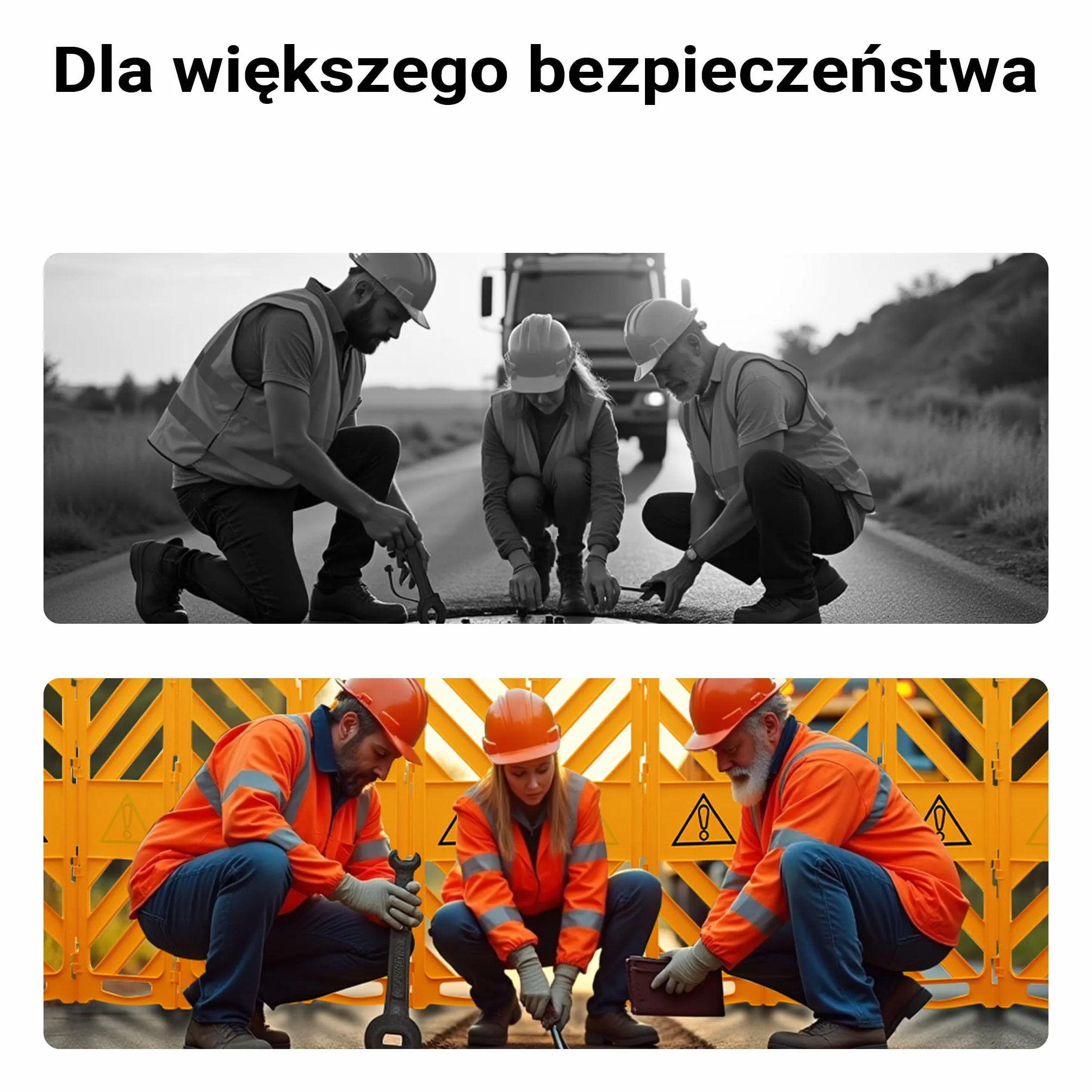 Wiltec Mobilna bariera ostrzegawcza 60x32x101 cm żółta panelowa na kółkach