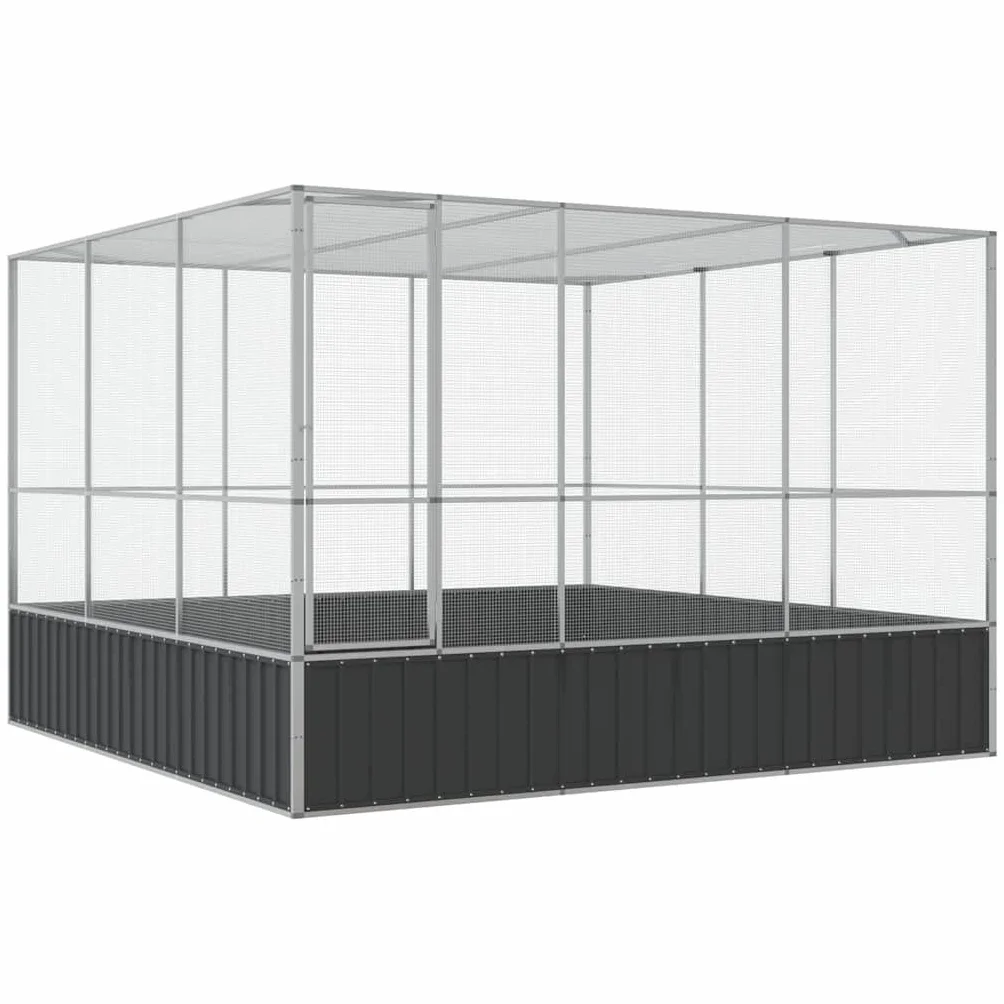 vidaXL Woliera, srebrna, 311x307x212 cm, stal