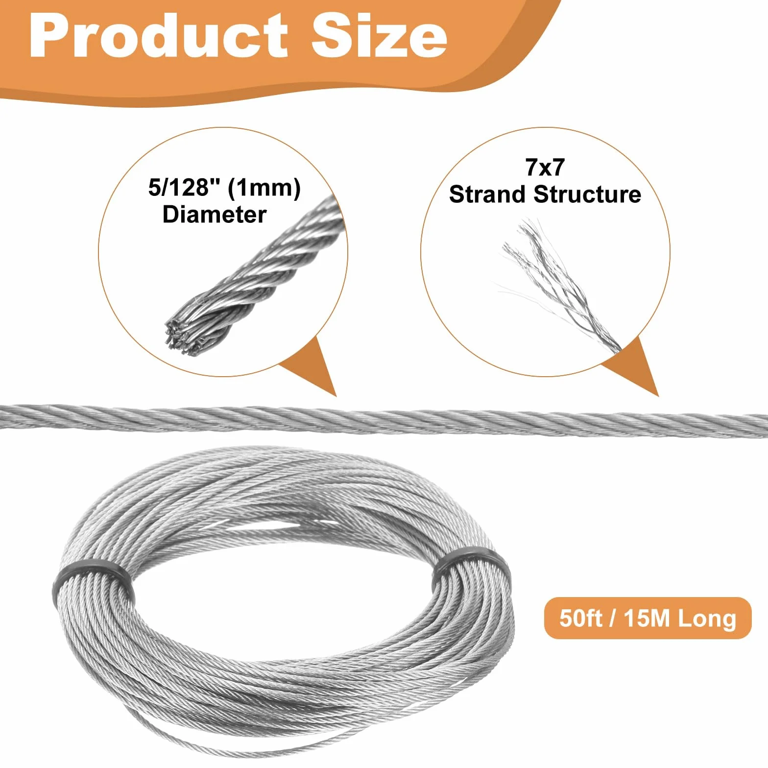 QUARKZMAN Zestaw linek drucianych ze stali nierdzewnej 304 15 m 5/128" 1 mm 7x7