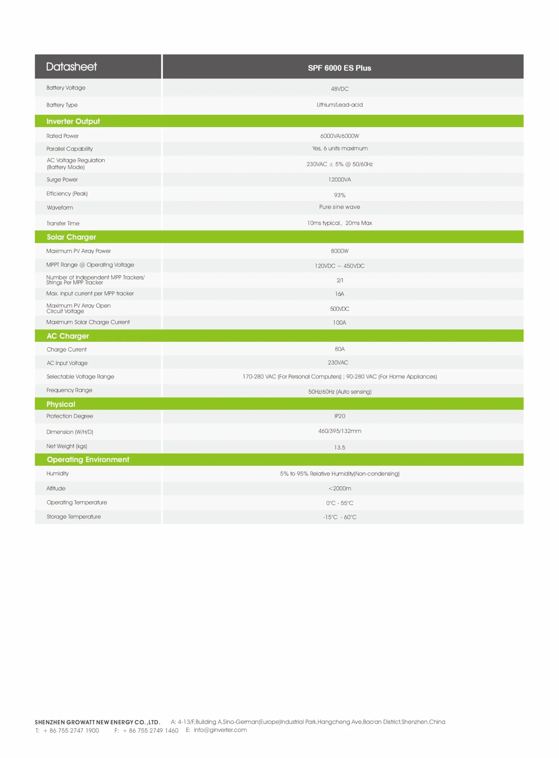 Falownik Growatt SPF 6000 ES Plus Off-Grid Inverter