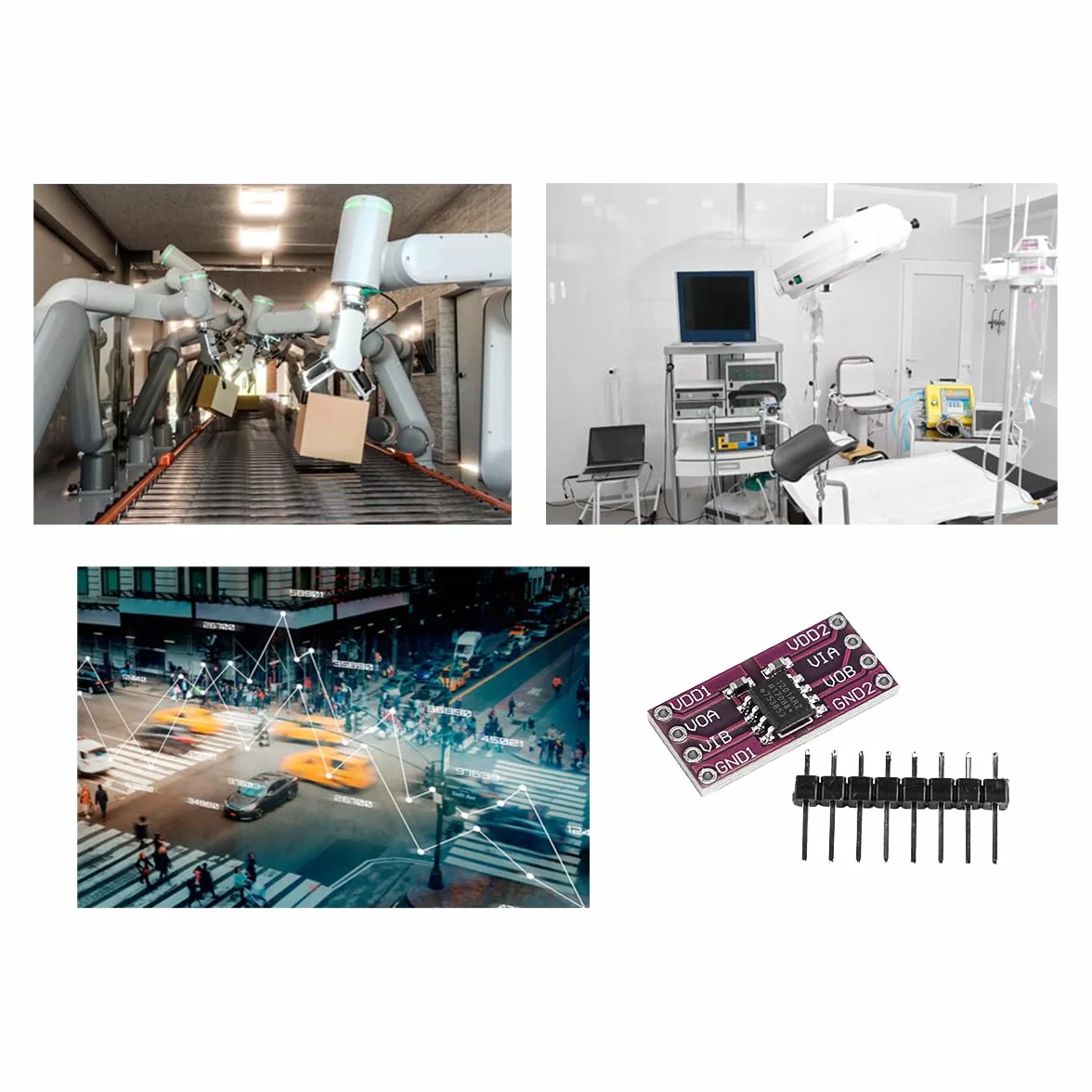 4 szt. ADUM1201 dwukanałowy cyfrowy izolator magnetyczny, szeregowy moduł izolatora cyfrowego izolacja magnetyczna SPI CAN Bus transceiver izolacja sygnału (długi)