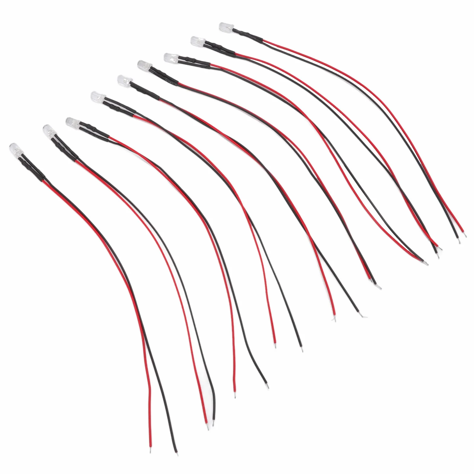 Diody LED 10 szt. 5-12V 20 cm wstępnie okablowane zestaw DIY dekoracyjne oświetlenie elektroniczne dydaktyczne dla samodzielnego montażu