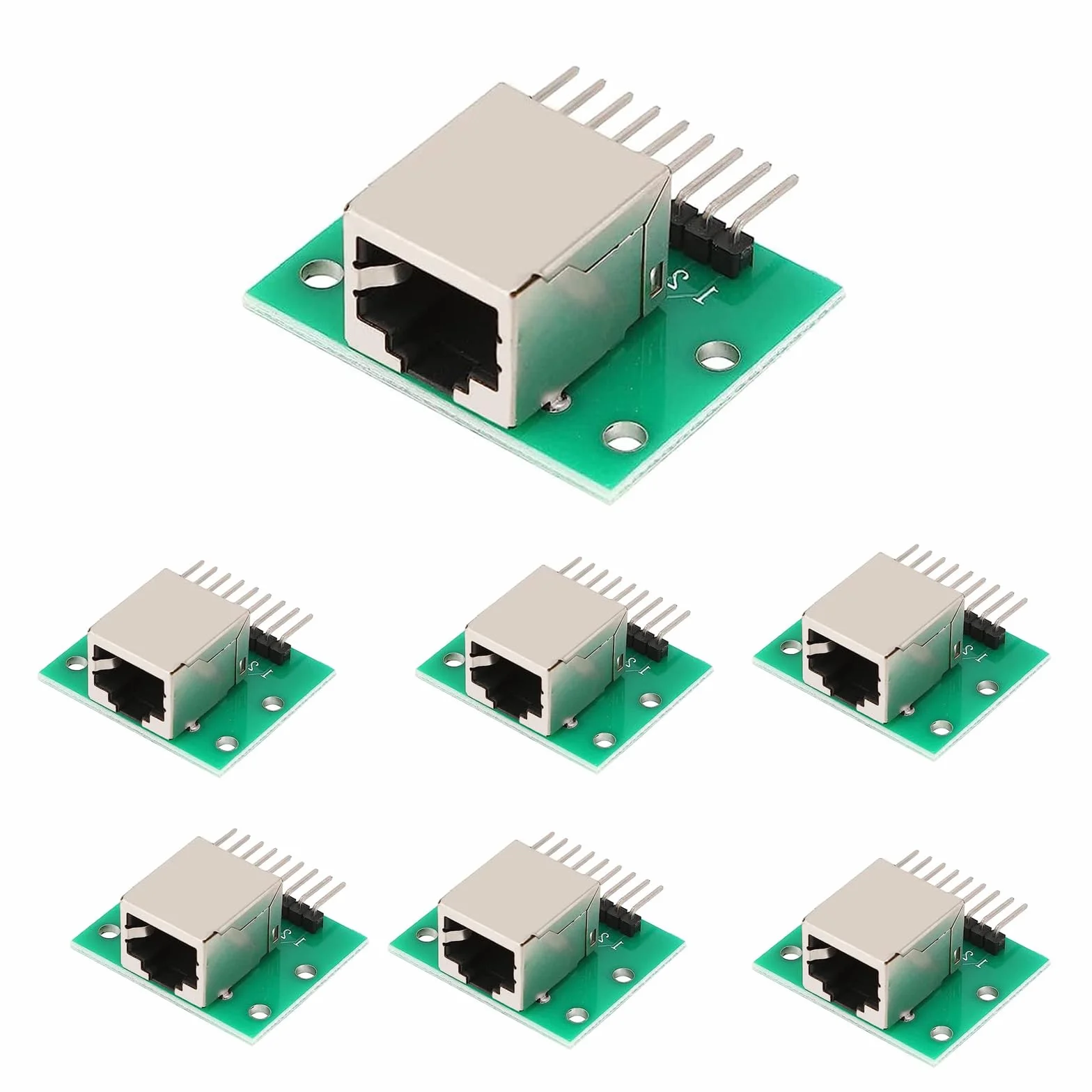 GERUI 7 sztuk wtyków RJ45 Breakout Board 8-pin Headers Network Port poziomy adapter płytka testowa z płytką PCB (gniazdo poziome)