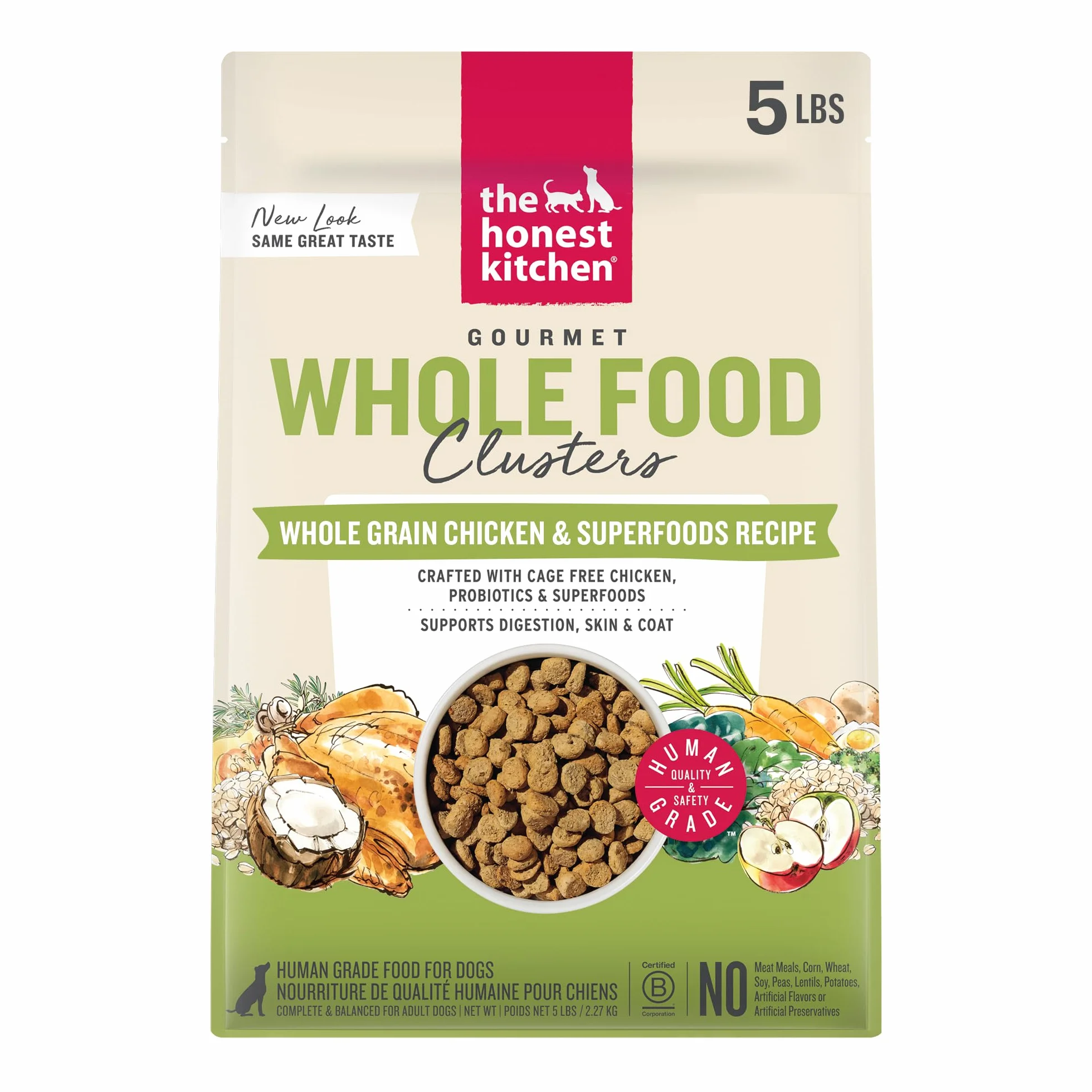 The Honest Kitchen Clusters Whole Food Whole Grain Kurczak & Owies sucha karma dla psów, worek 5 funtów