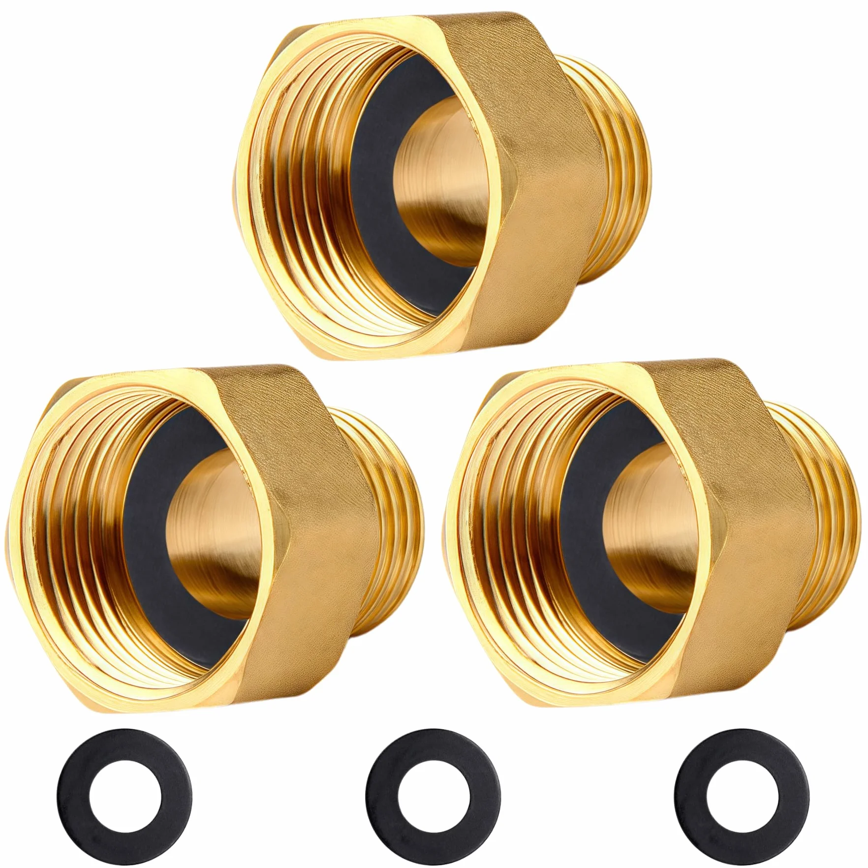 Reduktor G3/4" (Ø 24 mm) do G1/2" (Ø 20,3 mm) z mosiądzu, 3 sztuki przedłużki redukcyjne G1/2" zewnętrzne G3/4" wewnętrzne, przedłużenie redukcyjne AG/IG, złączka mufowa redukcja IG/AG z gumową