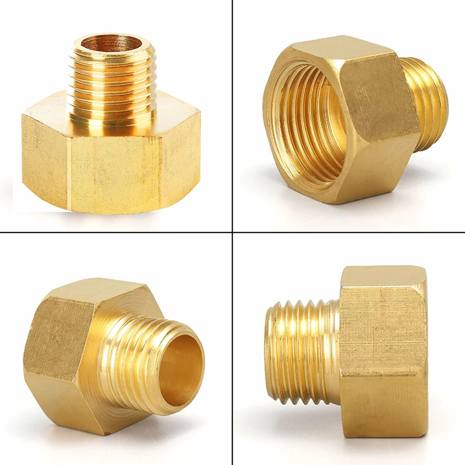 Reduktor G3/4" (Ø 24 mm) do G1/2" (Ø 20,3 mm) z mosiądzu, 3 sztuki przedłużki redukcyjne G1/2" zewnętrzne G3/4" wewnętrzne, przedłużenie redukcyjne AG/IG, złączka mufowa redukcja IG/AG z gumową