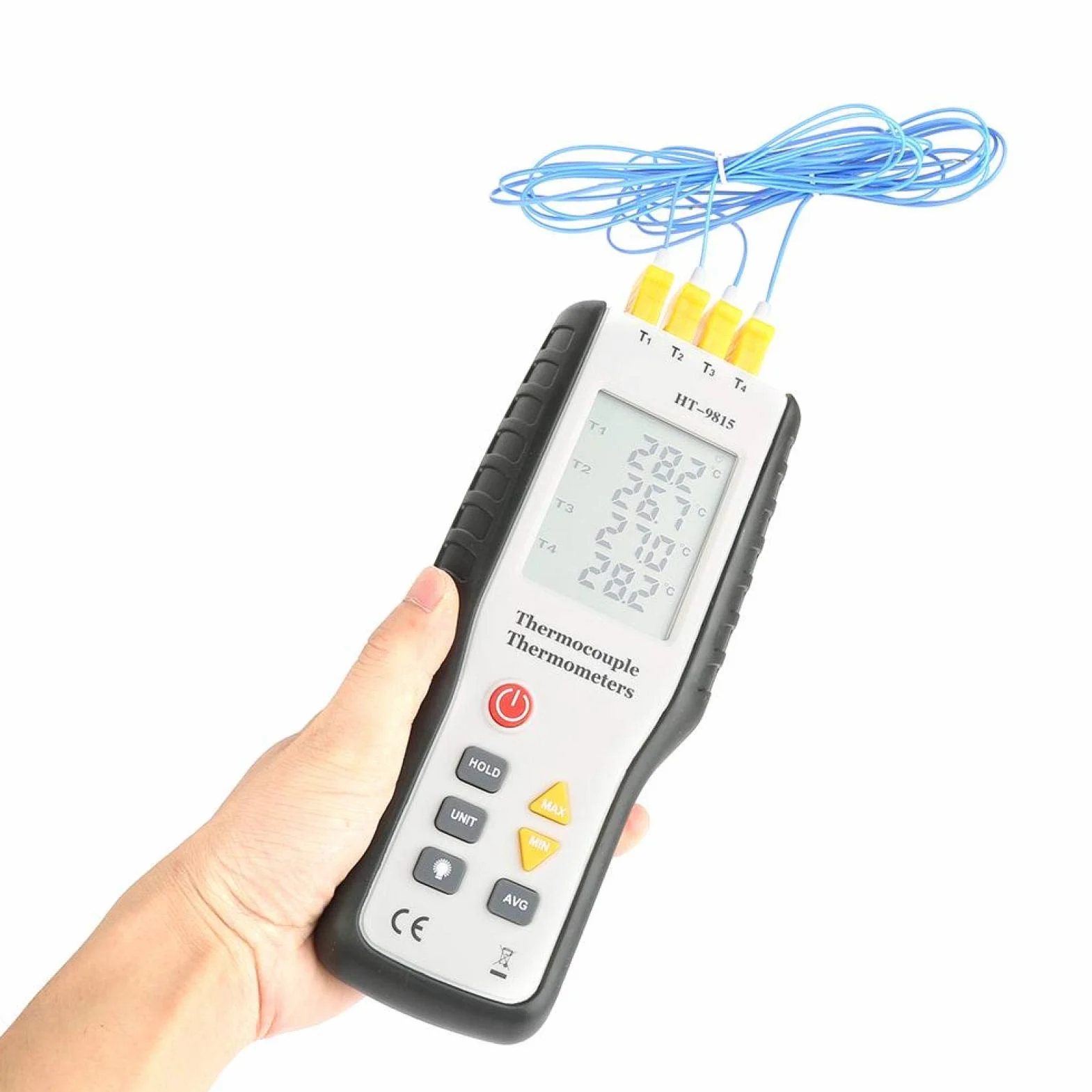 HT-9815 Elektroniczny cyfrowy termoparowy termometr 4-kanałowy Cyfrowy termoparowy termometr typu K.